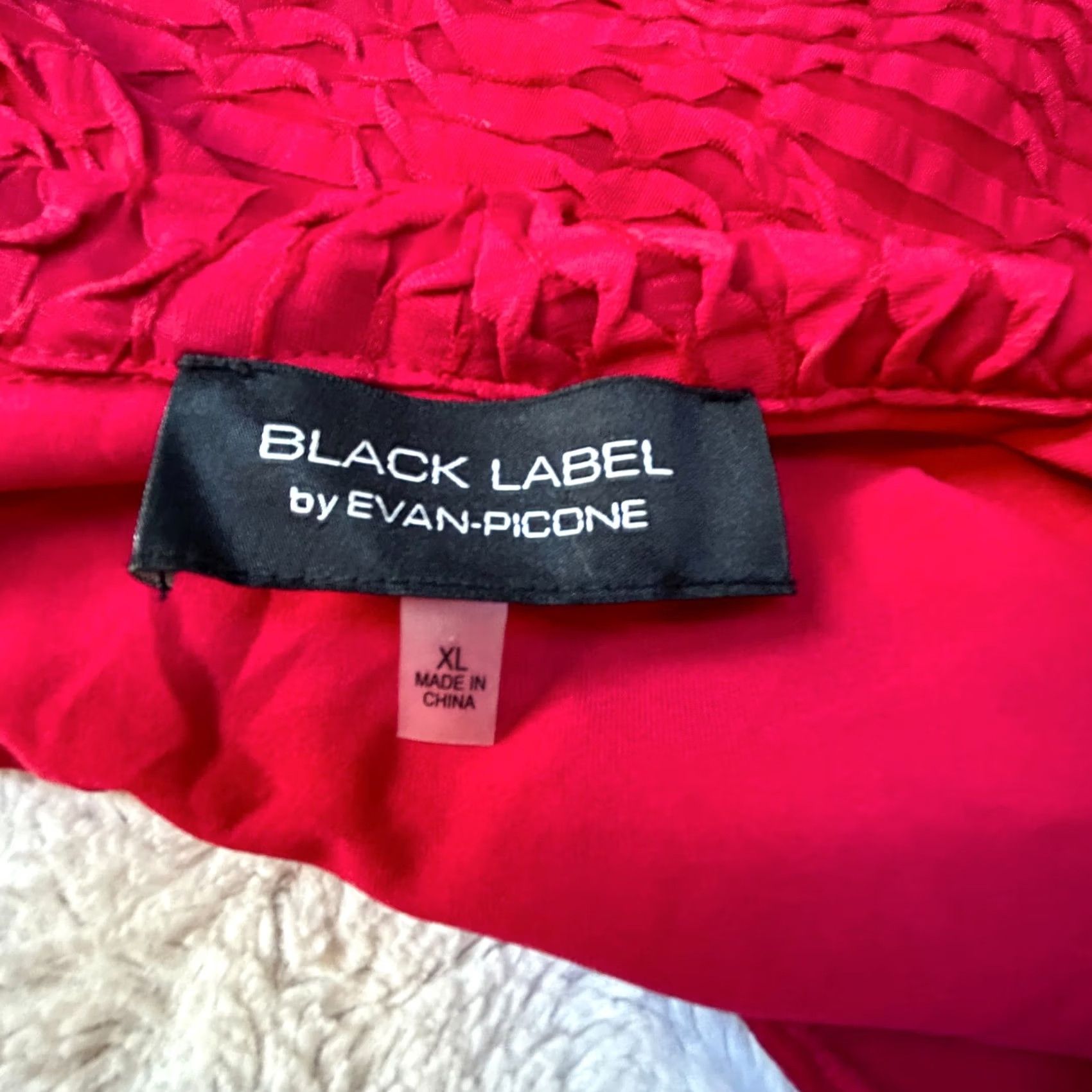 Evan Picone Black Label by Evan-Picone Women's Blouse Textured Ruffle Long Sleeve Pink XL Size XL / US 12-14 / IT 48-50 - 7 Thumbnail
