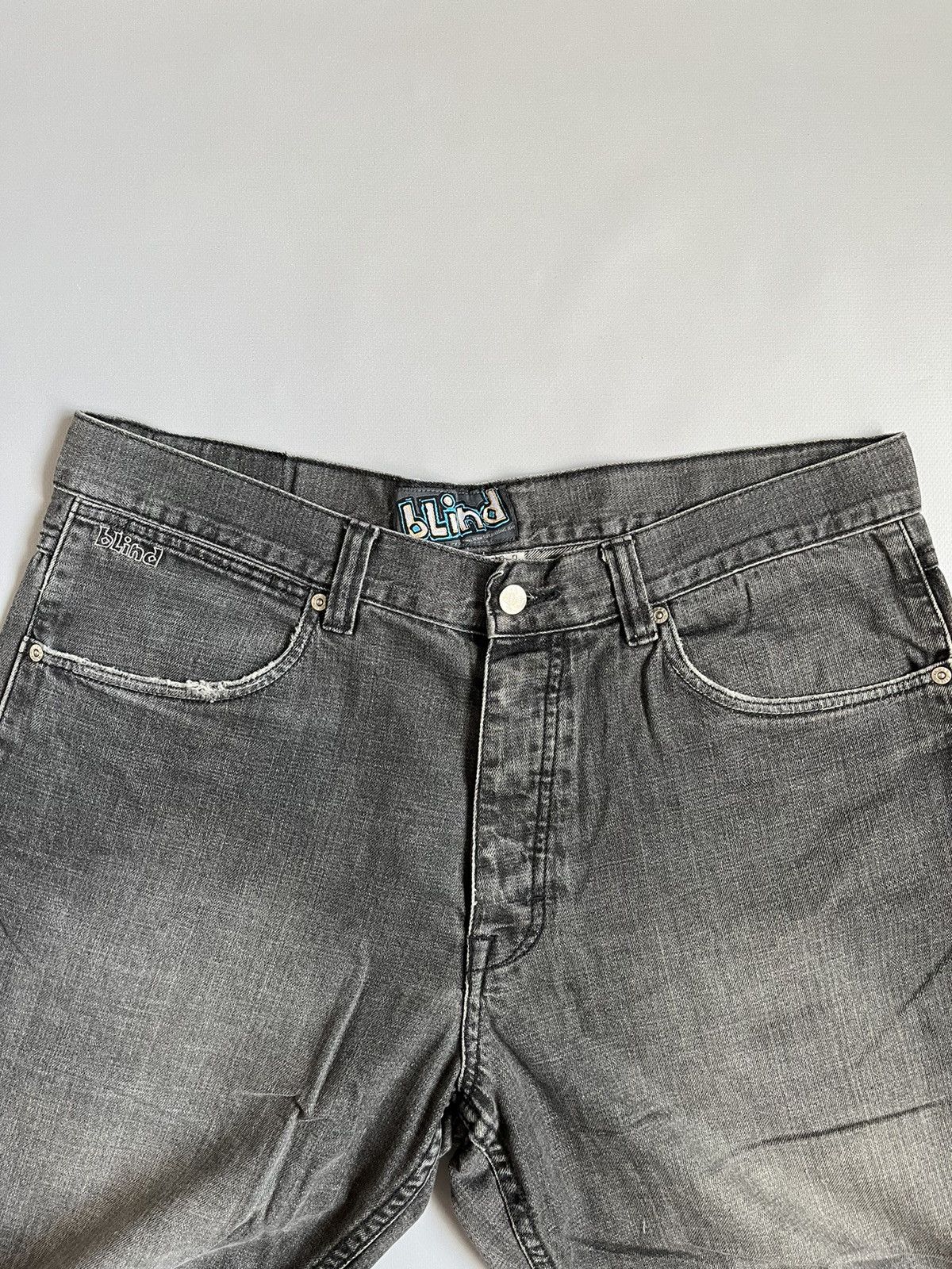 Blind Skateboards × Vintage Blind Skateboards Grey Baggy Distressed Usa Button Pants Size US 36 / EU 52 - 2 Thumbnail