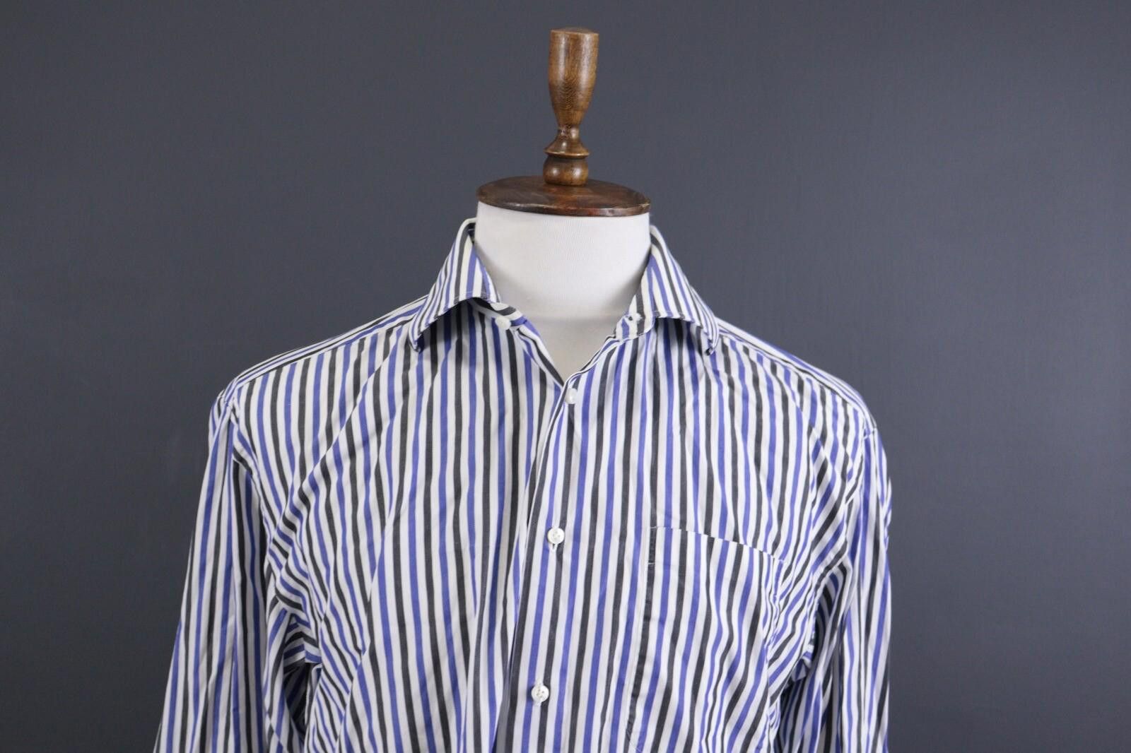 Luigi Borrelli Luigi Borrelli Bernies White-Blue-Black Shirt Size 41 16 Size US M / EU 48-50 / 2 - 2 Thumbnail