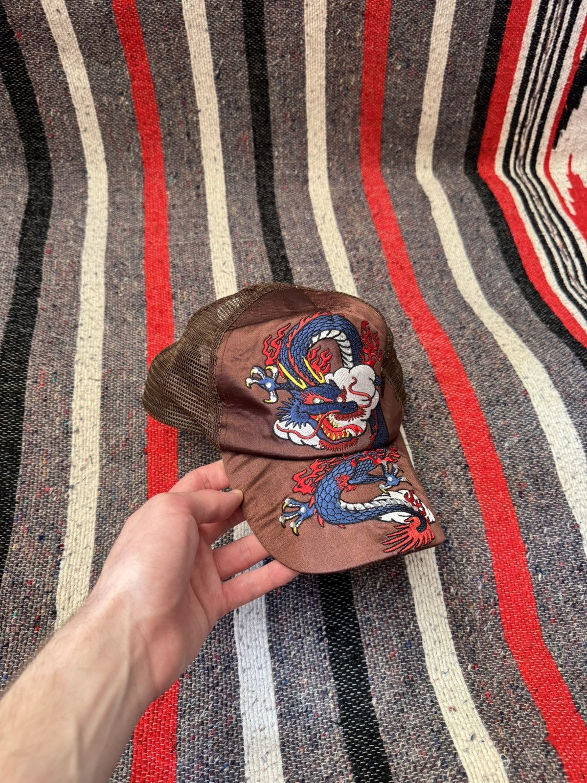 Ed Hardy Vintage Ed Hardy y2k Brown Nylon Japanese Trucker Hat Size ONE SIZE - 1 Thumbnail