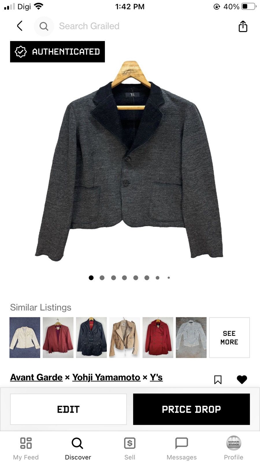 Yohji Yamamoto Y's DOUBLE COLLAR WOOL CROP JACKET / CARDIGAN #8810-028 Size M / US 6-8 / IT 42-44 - 11 Thumbnail