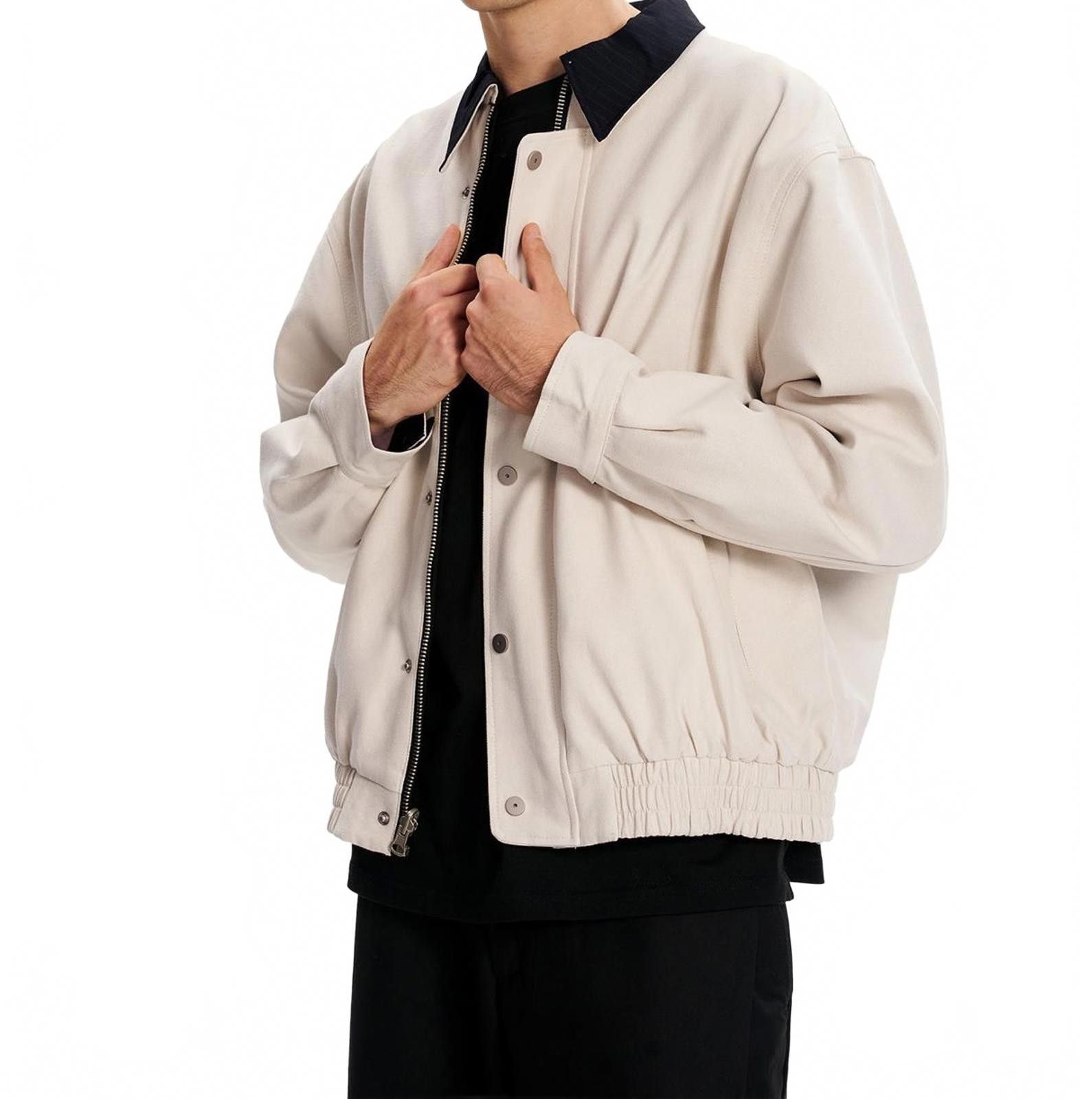 Vintage Beige Relaxed Fit Bomber Jacket with Black Collar Size US M / EU 48-50 / 2 - 1 Thumbnail