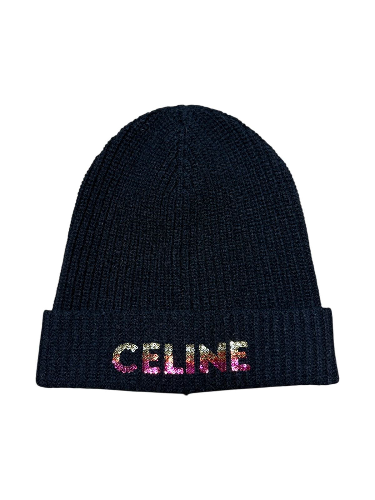 Celine Rainbow Sequin Logo Beanie Hat x Hedi Slimane Size ONE SIZE - 1 Thumbnail