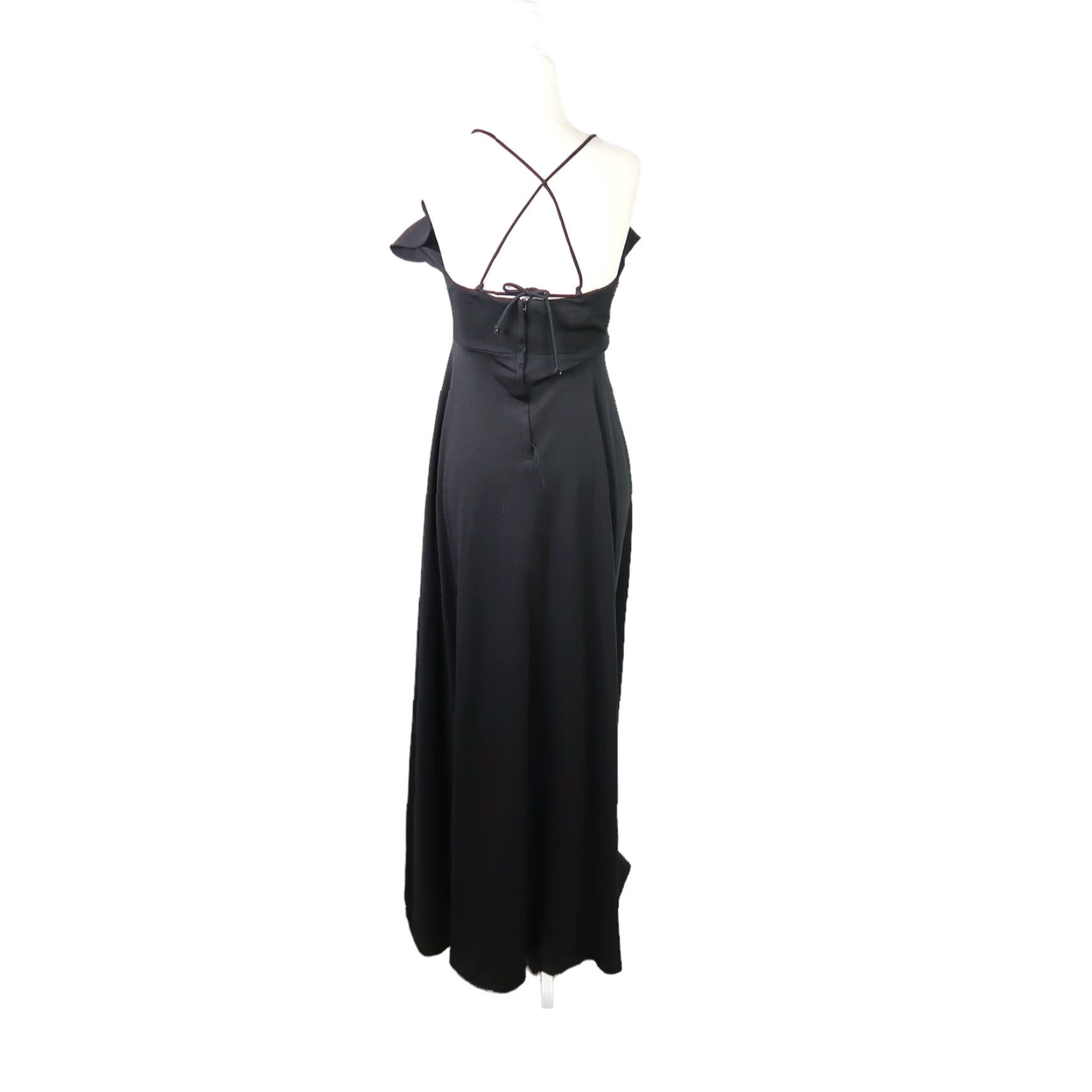 Vintage VINTAGE 70s Black Frilly Neckline Long Maxi Party Dress Gown 12 Size S / US 4 / IT 40 - 3 Thumbnail