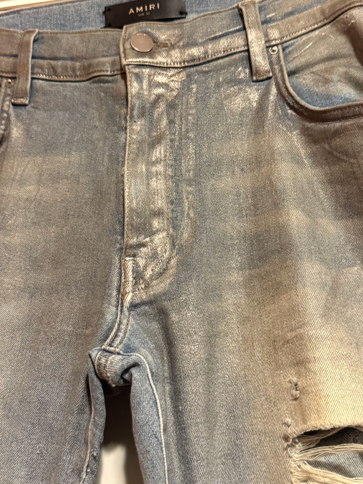 Amiri Amiri MX1 'Shotgun' slim fit foil finish denim jeans Size 33 Size US 33 - 6 Thumbnail