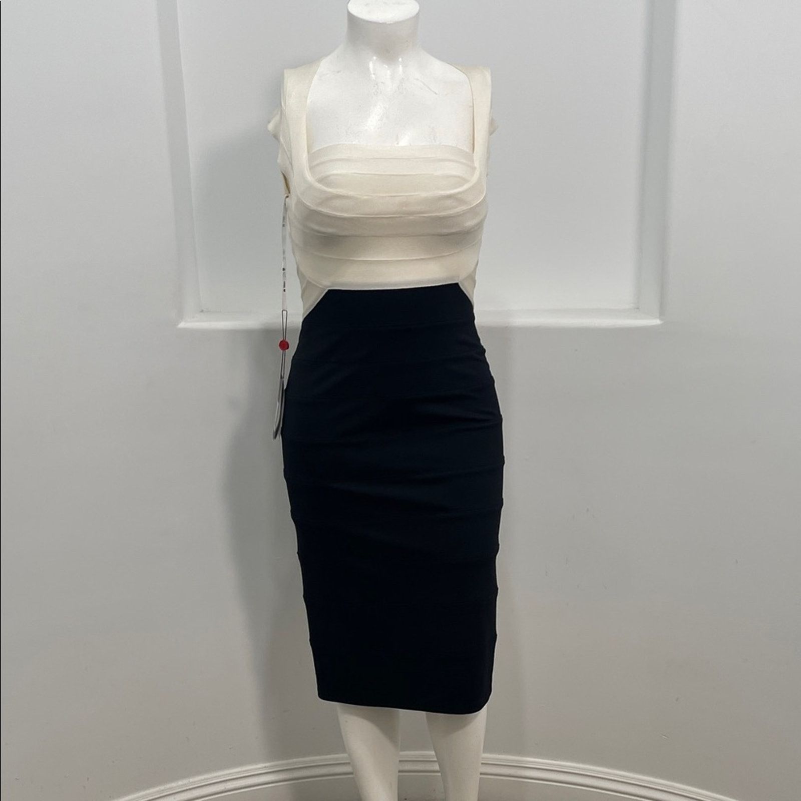 Other Tadashi Collection Women’s Cream Black Bandage Dress Size M Size M / US 6-8 / IT 42-44 - 11 Thumbnail