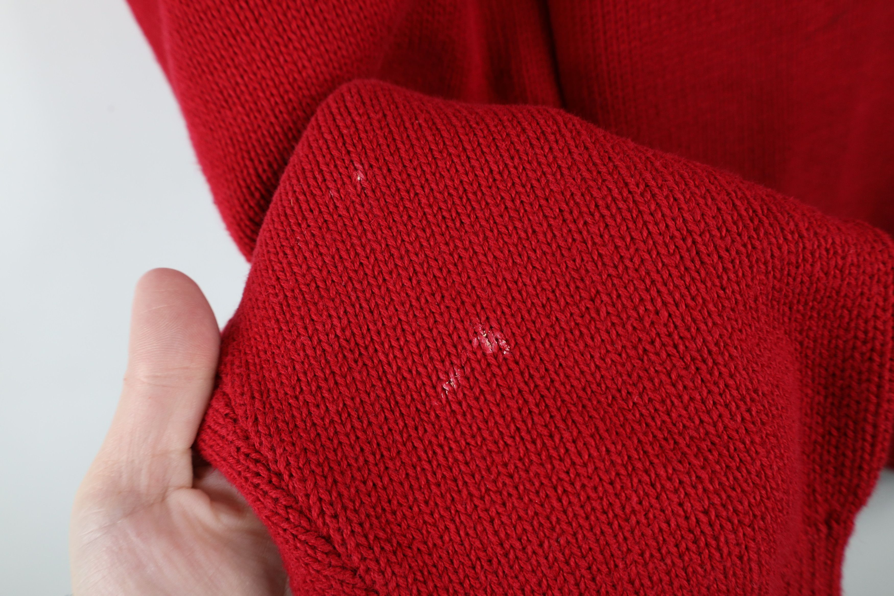 Lands' End × Vintage Vintage 90s Lands End Cotton Knit Crewneck Sweater Red USA Size US L / EU 52-54 / 3 - 4 Thumbnail