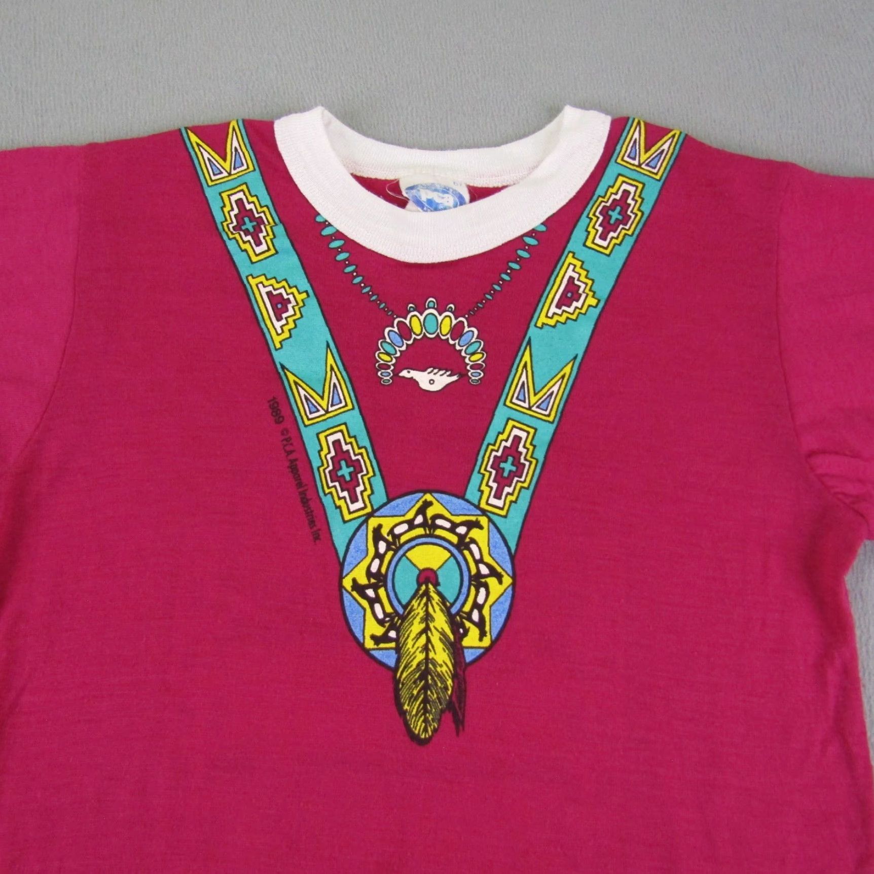 Native VINTAGE PCA Apparel Shirt Womens XS Pink Aztec Native Dream Catcher 80s Top Tee Size XS / US 0-2 / IT 36-38 - 2 Thumbnail