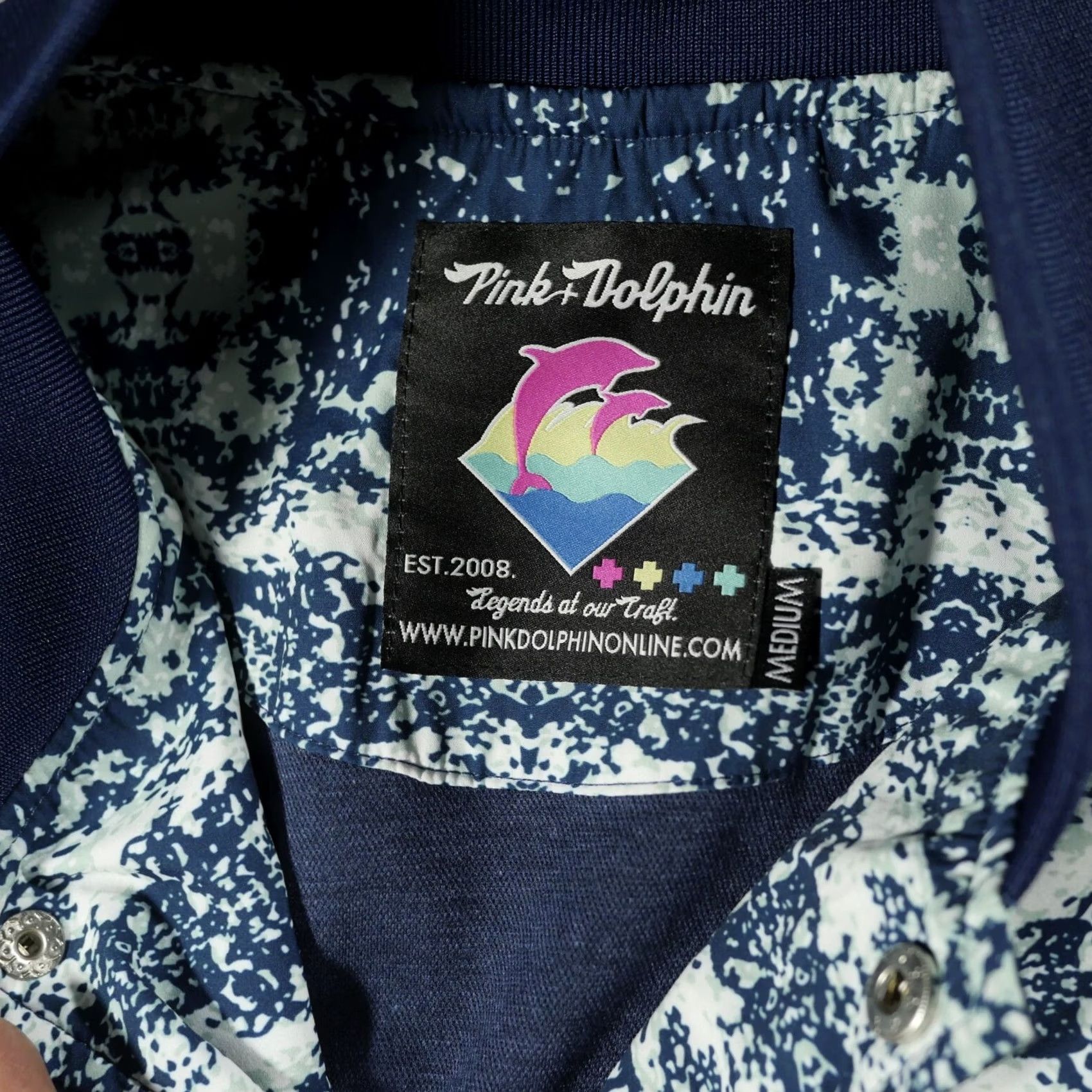 Pinko Pink Dolphin Jacket Mens Medium Blue White Bomber Varsity Snaps Letterman Jacket Size US M / EU 48-50 / 2 - 7 Thumbnail