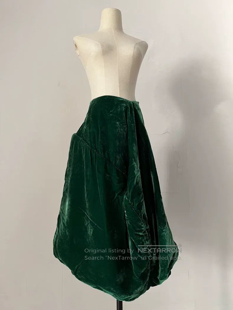 Comme des Garcons Comme des Garcons size S Green velvet skirt Size 22" - 2 Thumbnail