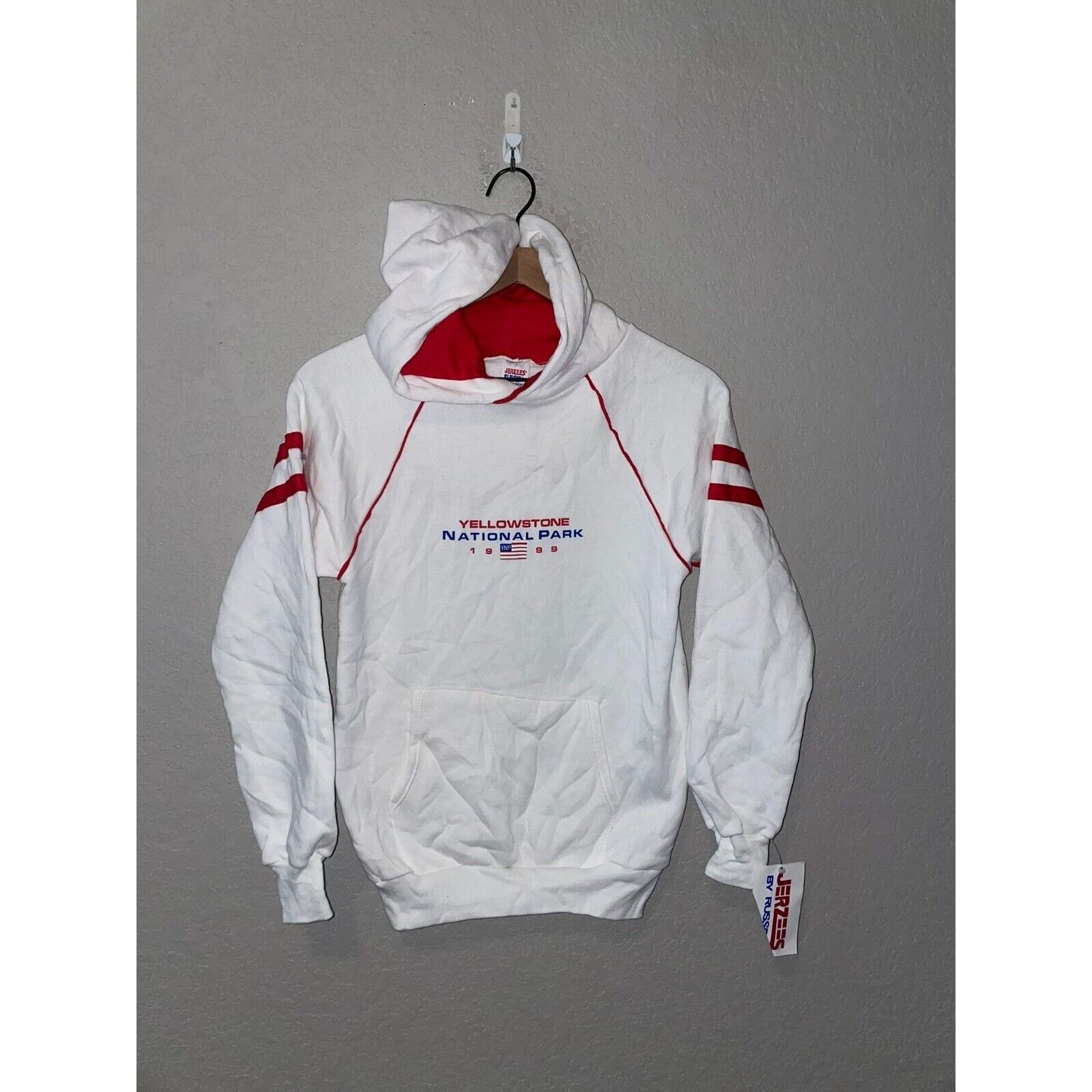 Jerzees Vintage Yellowstone Hoodie National Park White VTG 90s Small Size US S / EU 44-46 / 1 - 1 Thumbnail