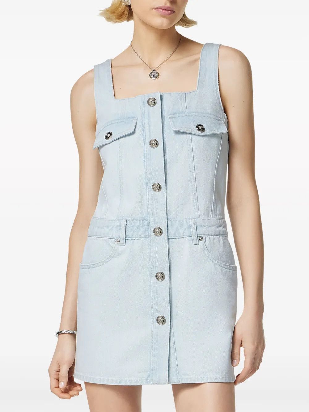 Versace o1y0226 Denim Mini Dress in Light Blue Size XS / US 0-2 / IT 36-38 - 3 Thumbnail