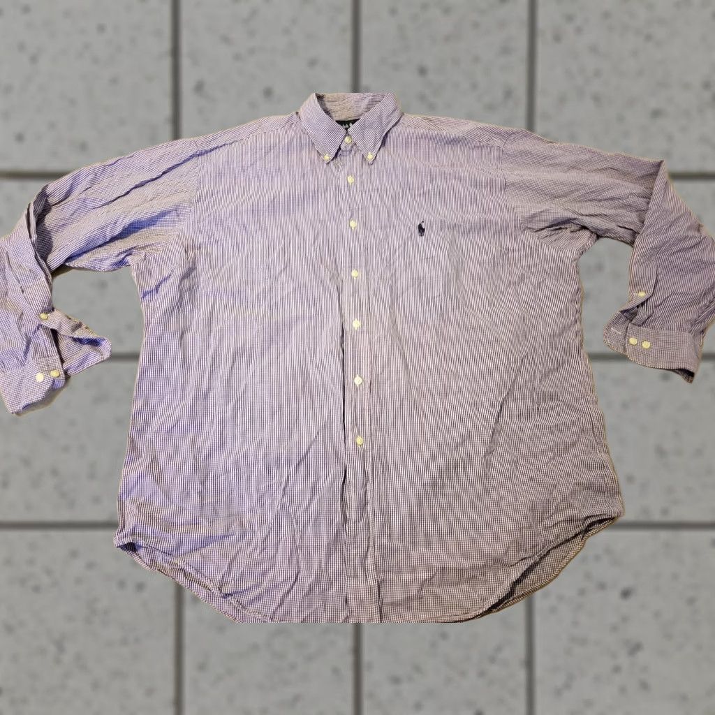Polo Ralph Lauren Mens Polo Ralph Lauren Dress Shirt 17 34 35 Blue Button Cotton Size 42R - 1 Thumbnail