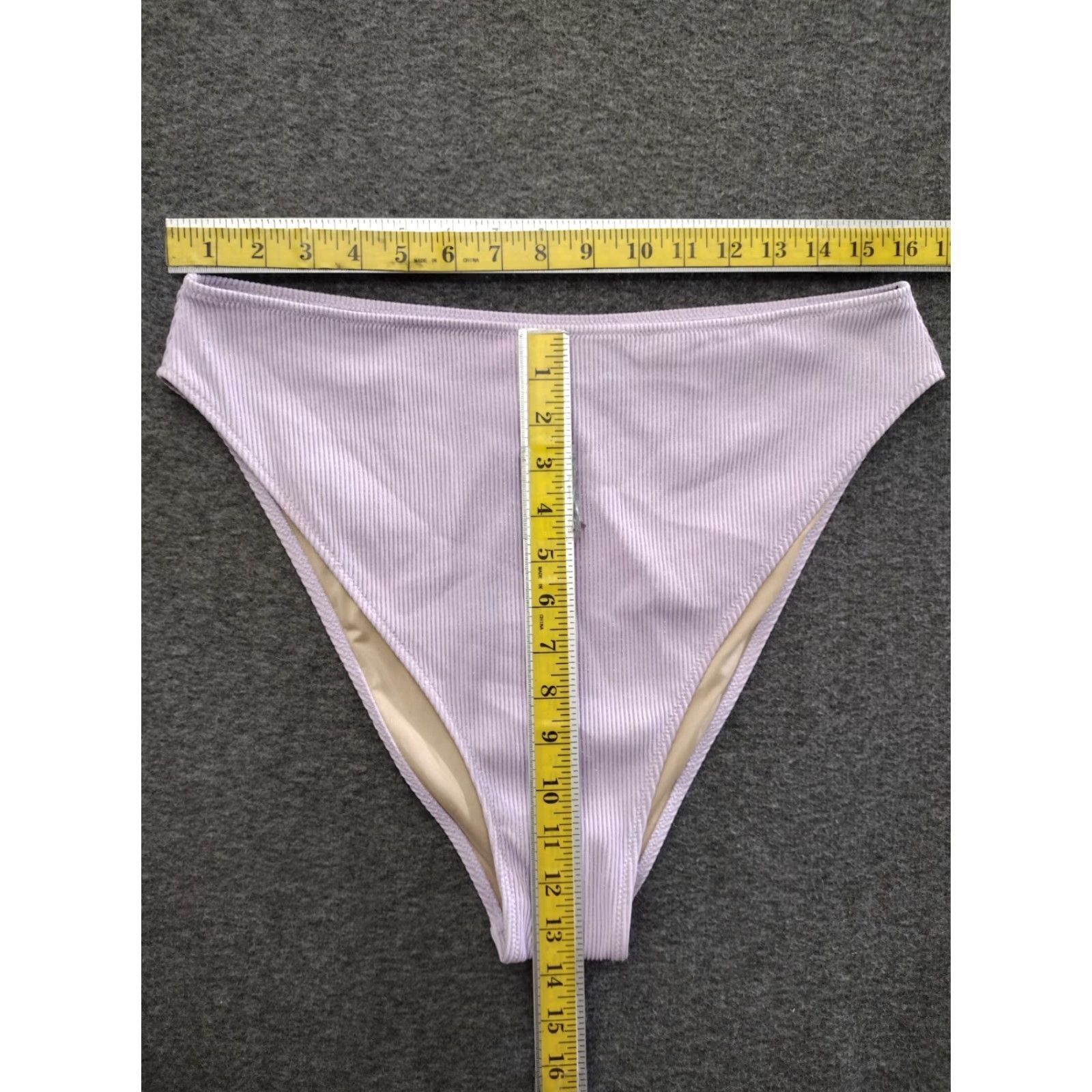 Vintage Shade & Shore Women's Ribbed High Rise Cheeky Bikini Bottom Light Purple XL Size 40" / US 18 - 4 Thumbnail