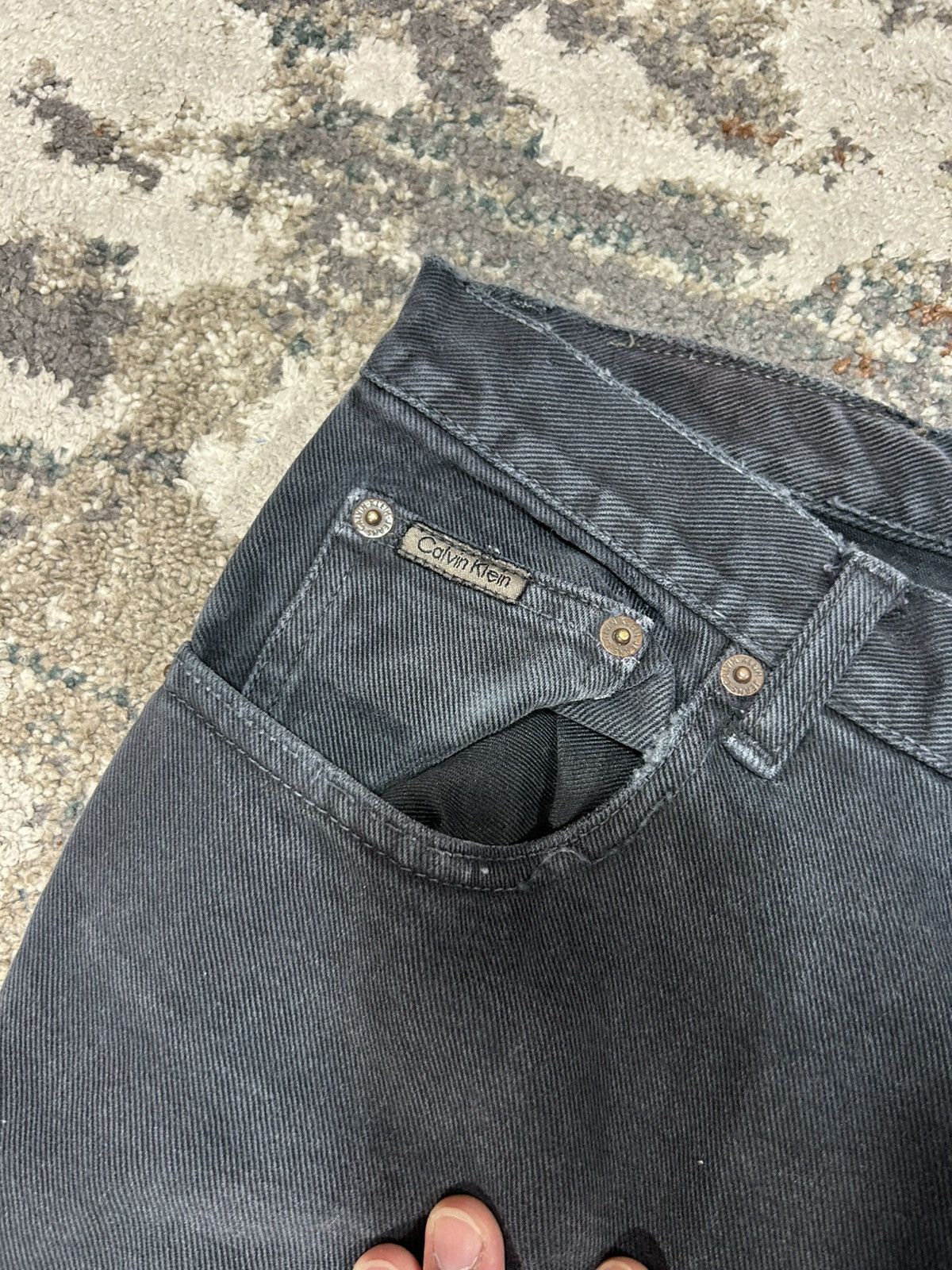 Calvin Klein Vintage Y2k Calvin Klein Black Washed Straight Fit Jeans Size US 32 / EU 48 - 3 Thumbnail