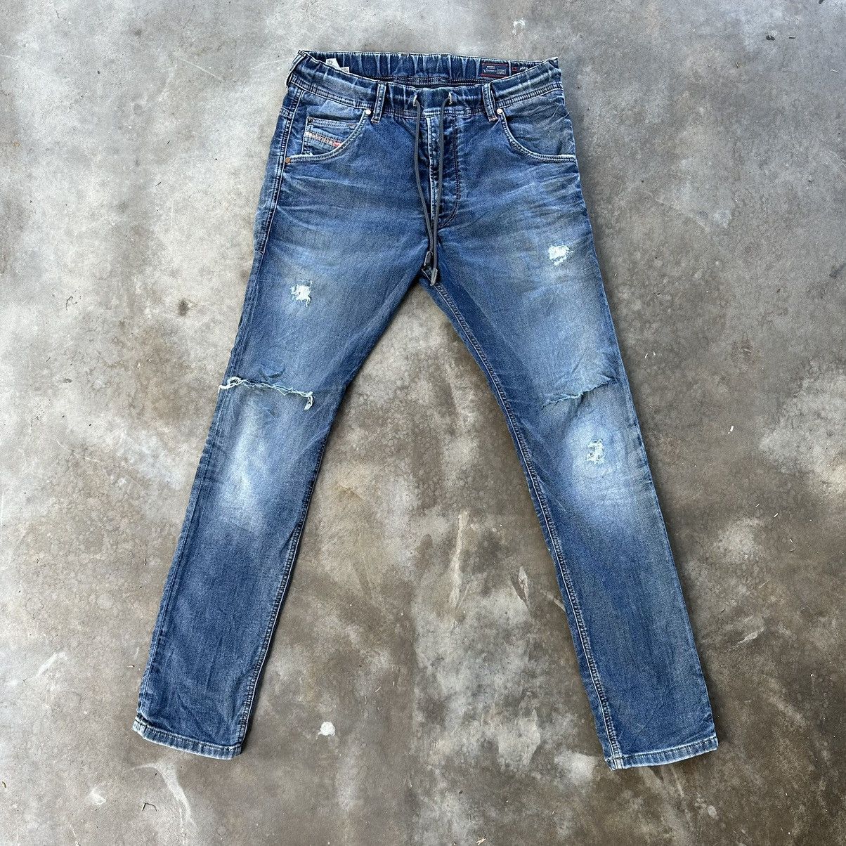 Japanese Brand Vintage Diesel Krooley Sweatpant Denim Distressed Faded Pant Size US 32 / EU 48 - 1 Thumbnail