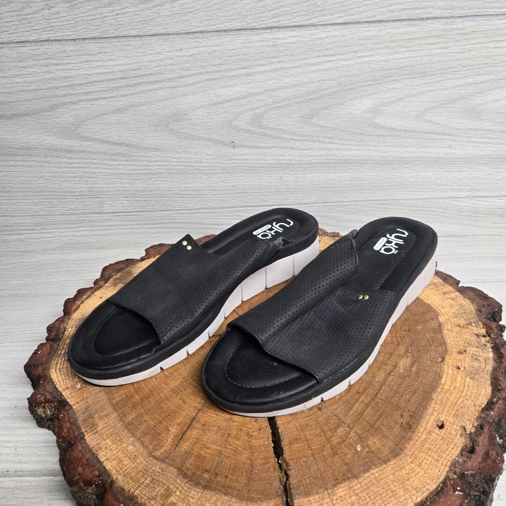 Vintage Ryka Restore Slide Sandals Black Adult Women's 9.5 M Cushioned Comfort Size US 9.5 / IT 39.5 - 2 Thumbnail