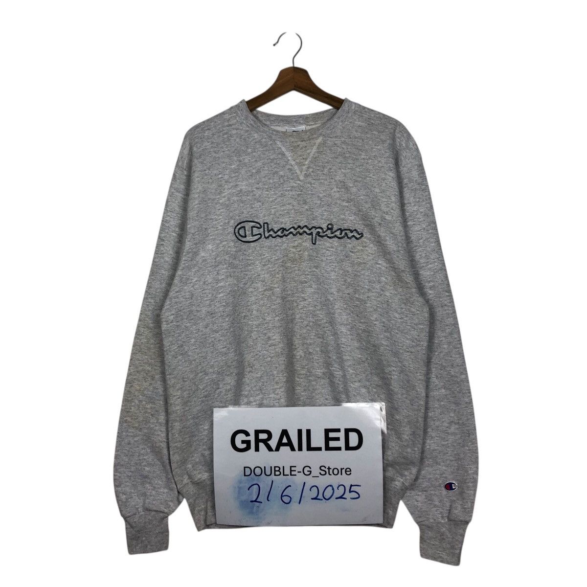 Vintage Vintage Champion Embroidered Script Sweatshirt – Grey Size US M / EU 48-50 / 2 - 1 Thumbnail