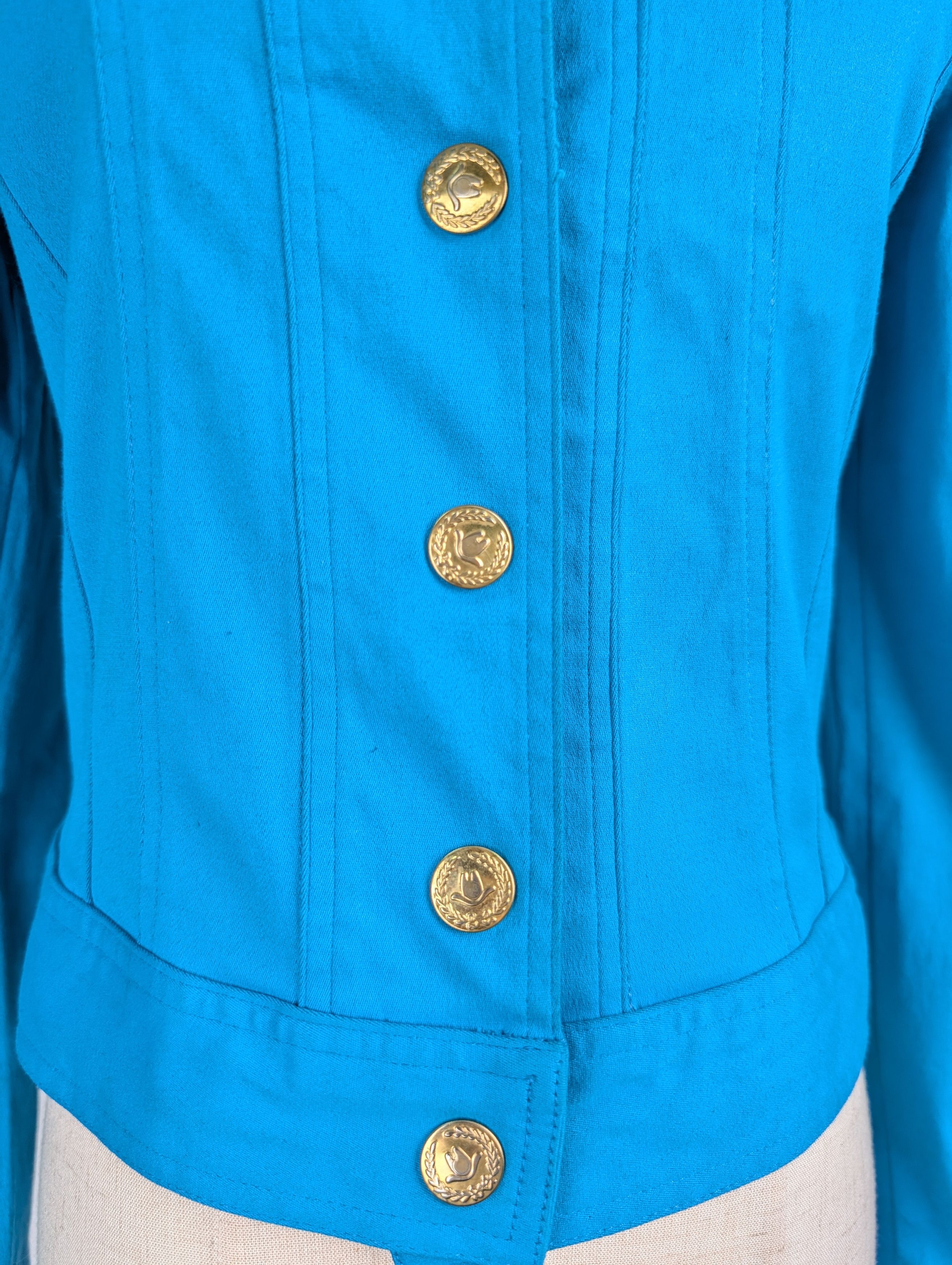 Moschino Vibrant Blue Stretched Denim Top Size S / US 4 / IT 40 - 5 Thumbnail
