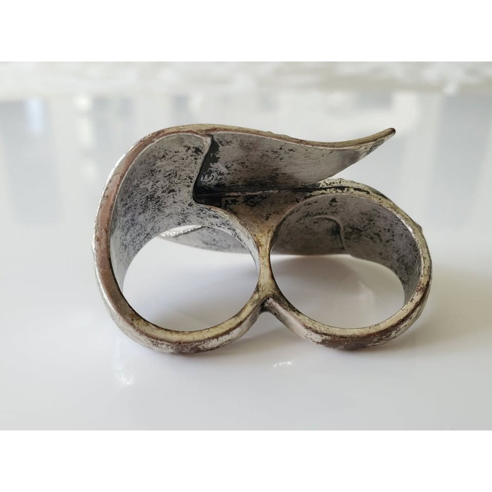 Other Vintage Double Leaf and Rhinestone Ring Size ONE SIZE - 3 Thumbnail