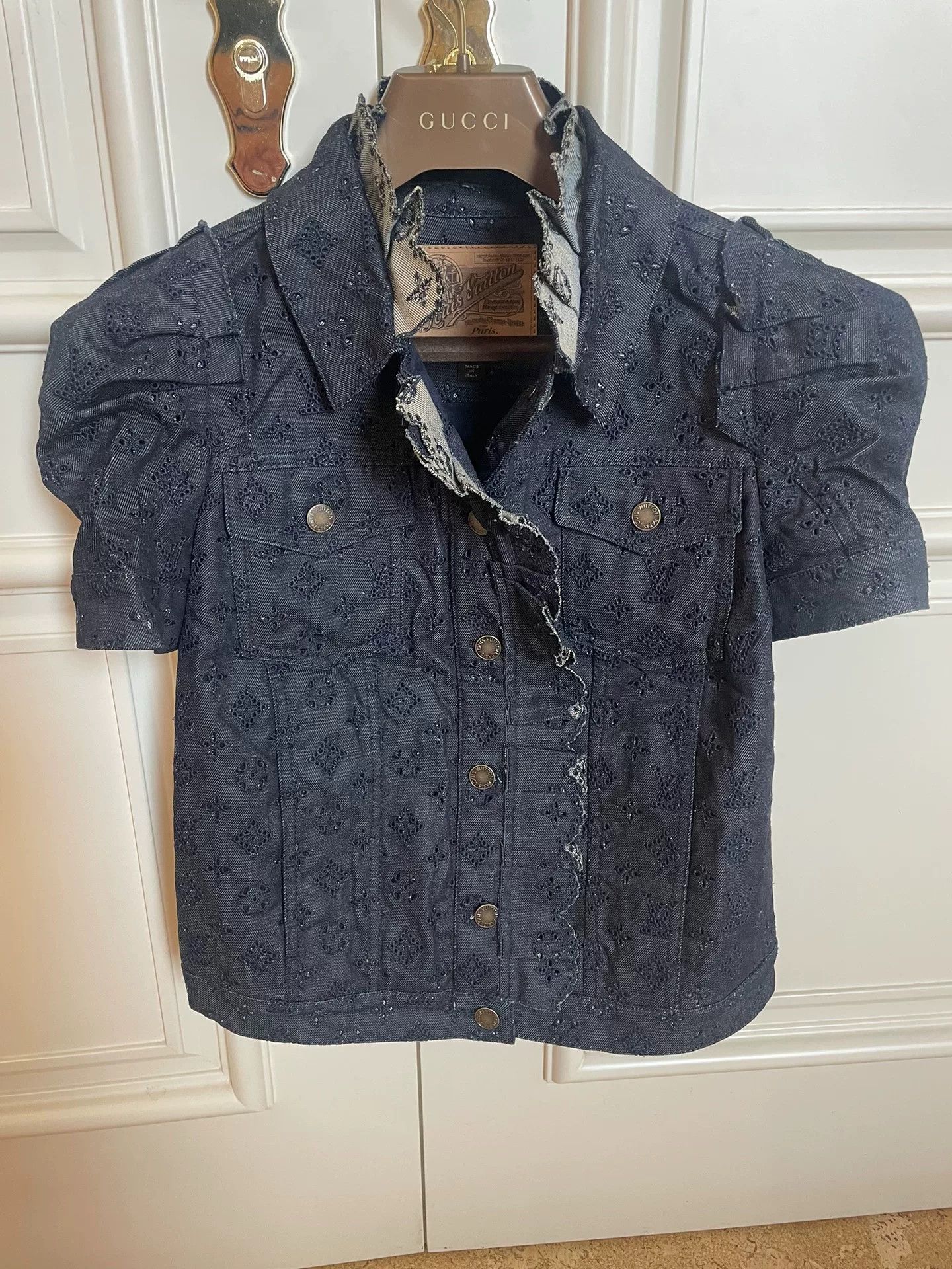 Louis Vuitton LV Denim Puffed Sleeve Hollow-Out Size S / US 4 / IT 40 - 1 Thumbnail