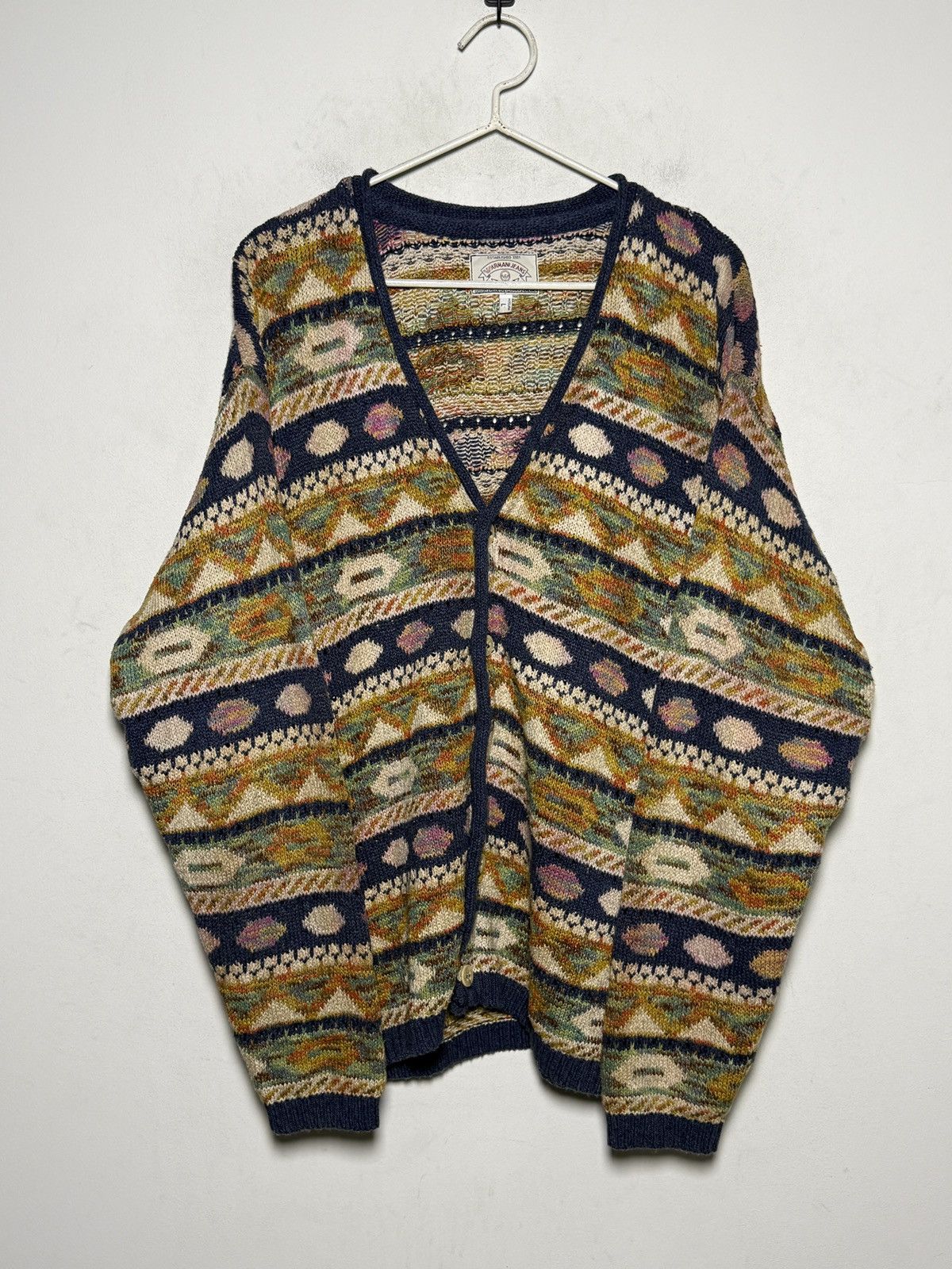 Giorgio Armani Armani silk blend patterned cardigan knit Size US L / EU 52-54 / 3 - 2 Thumbnail