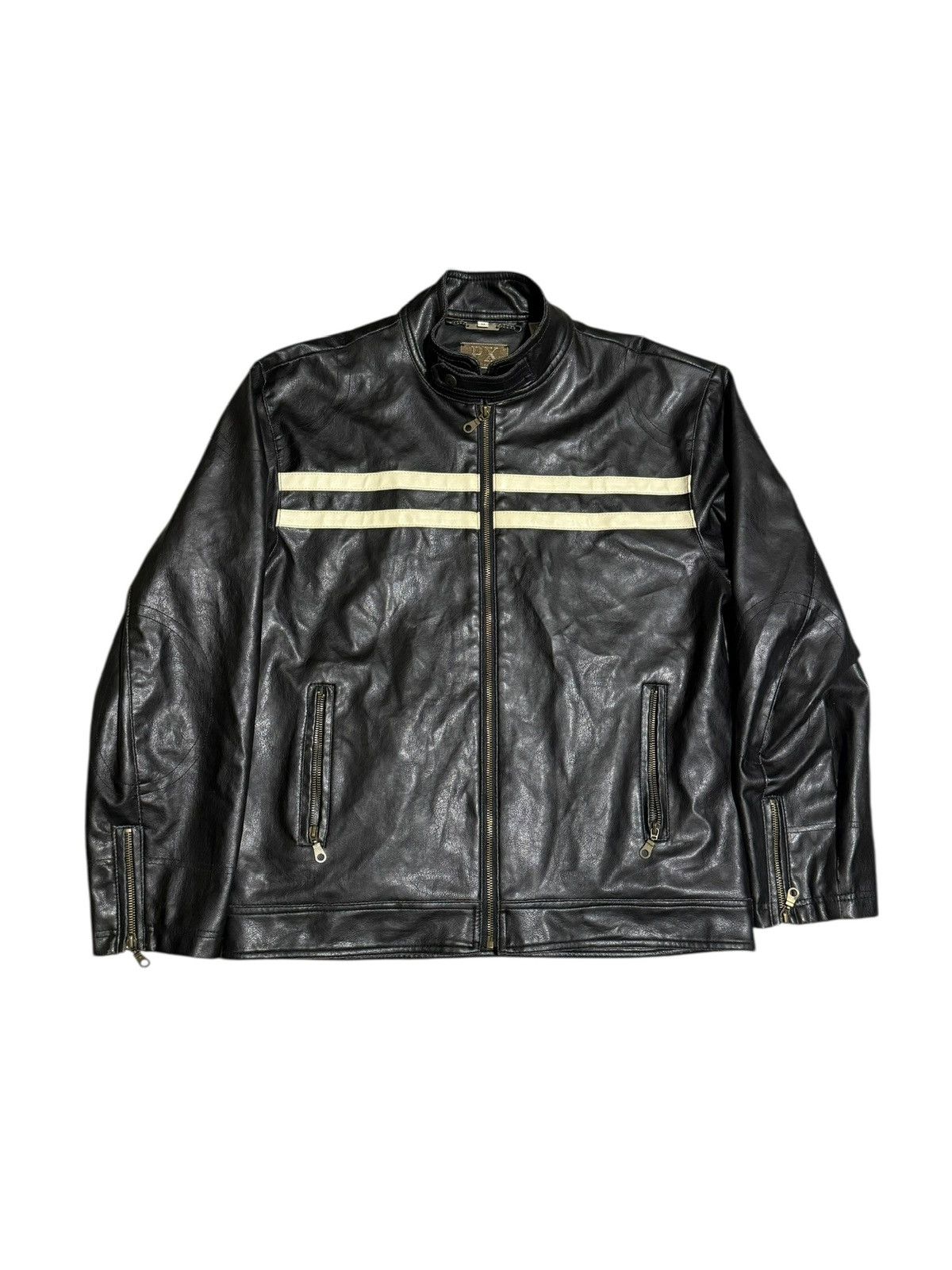Other Vintage Striped Leather Biker Jacket Size US M / EU 48-50 / 2 - 1 Thumbnail