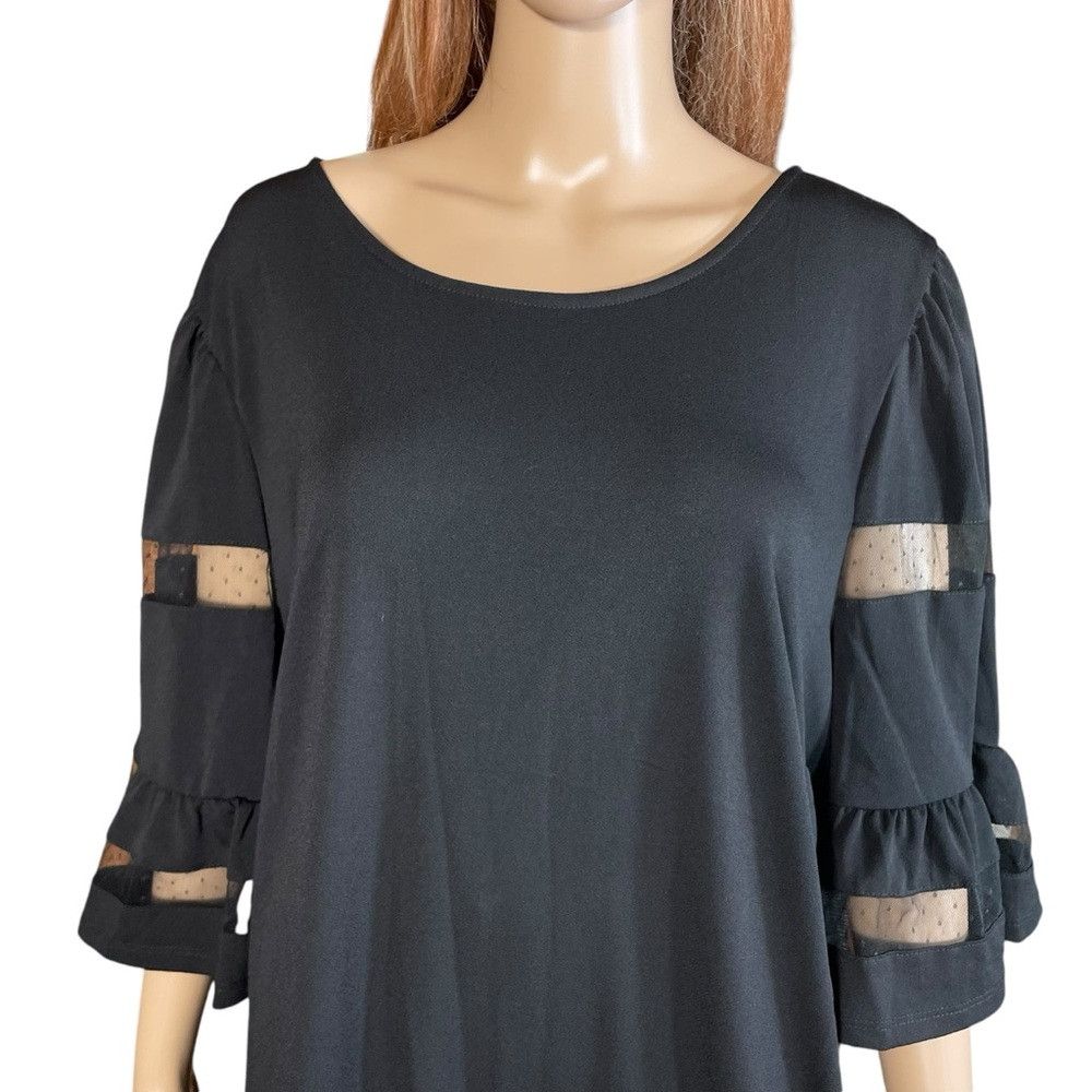 Adrianna Papell NWT New $69 Adrianna Papell Bell Sheer Sleeve Black Top Siz Size 3XL / US 20-22 - 2 Thumbnail