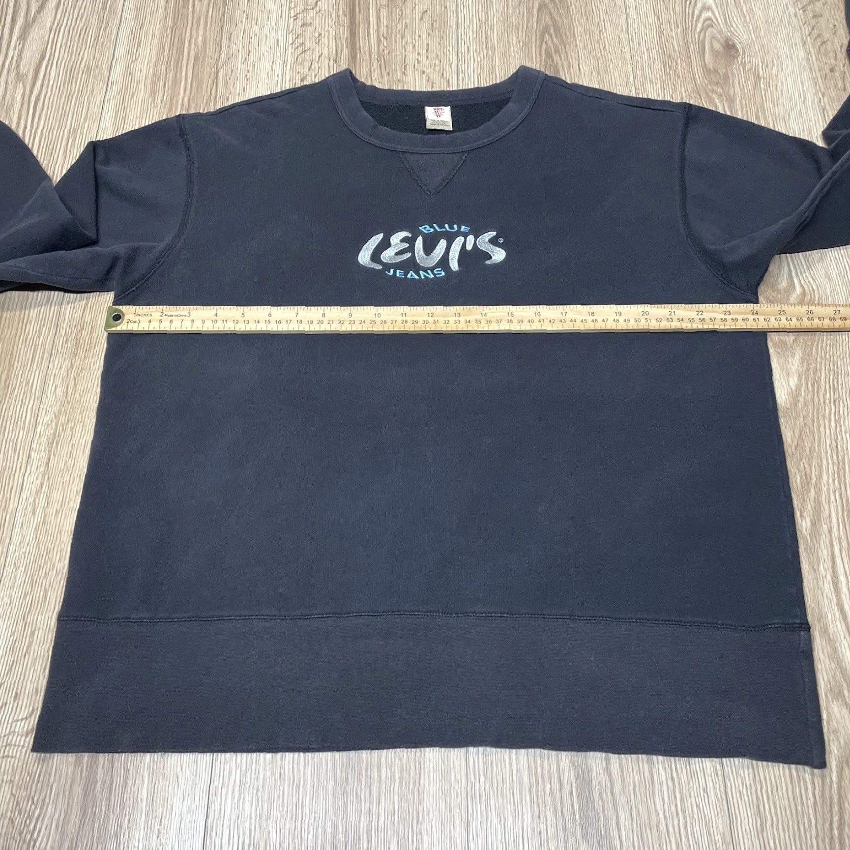 Levi's Levi's Women’s Blue Sweatshirt Large Activewear Pullover Embroidered Black Faded Size L / US 10 / IT 46 - 6 Thumbnail