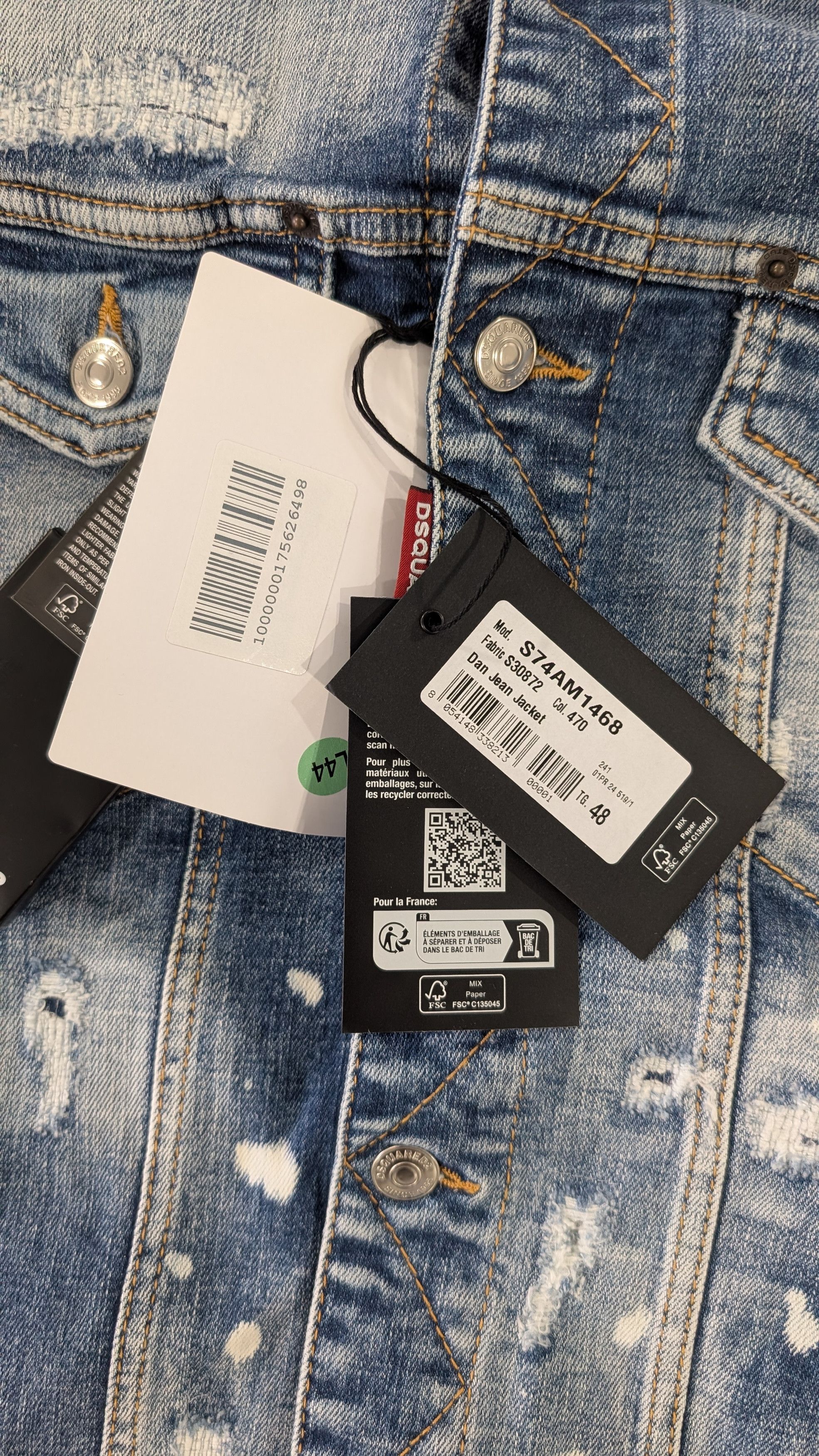 Dsquared2 DSQUARED2 Dan Jean Jacket Distressed Blue IT 48 Size US M / EU 48-50 / 2 - 6 Thumbnail