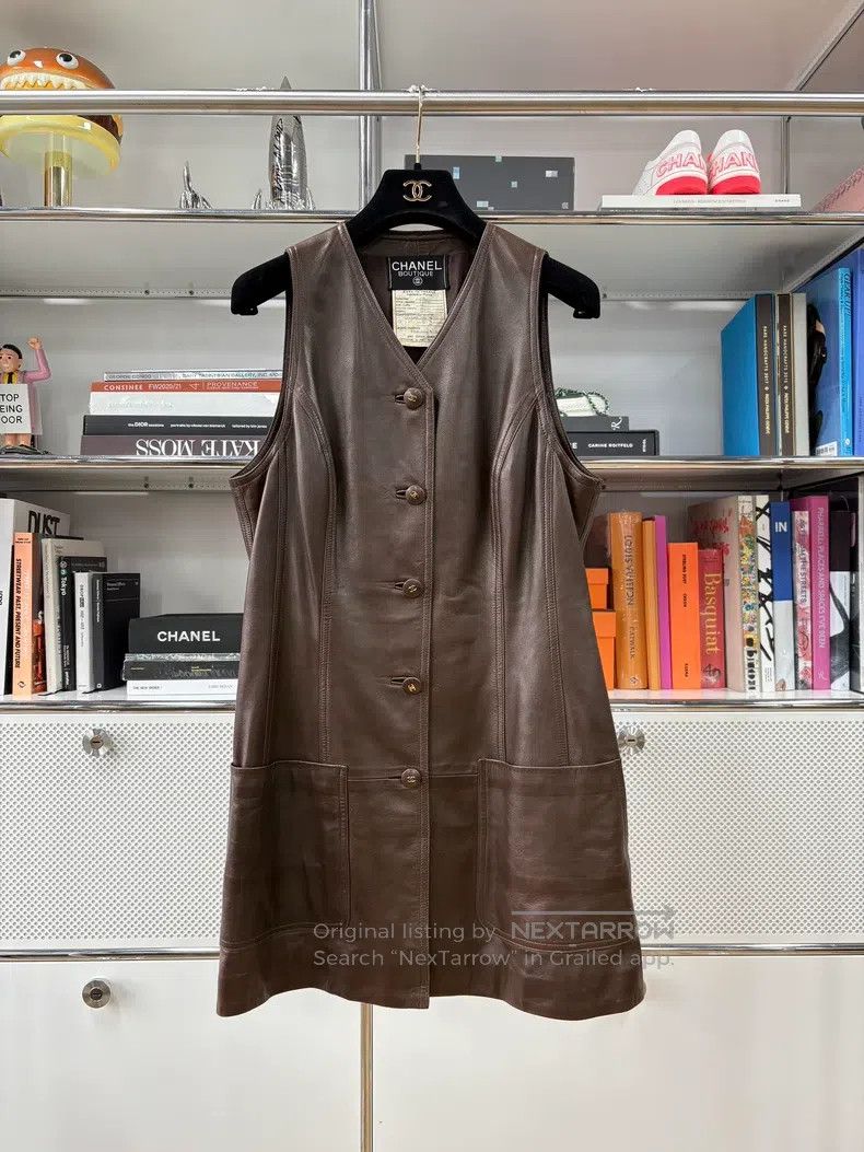 Chanel Chanel 94A Chocolate Brown Lambskin Sleeveless Dress Size M / US 6-8 / IT 42-44 - 1 Thumbnail