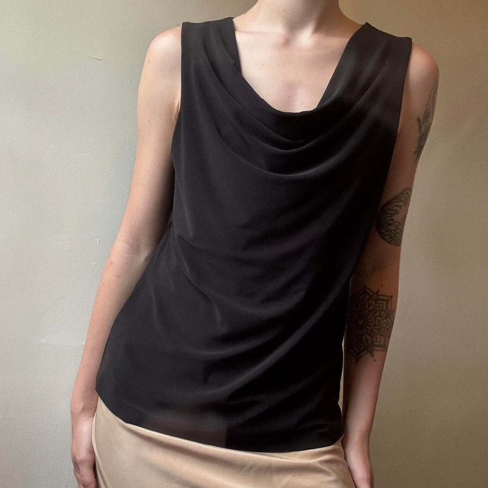 Vintage Vintage Susan Lawrence Black Cowl Neck Blouse Small Y2K Size S / US 4 / IT 40 - 2 Thumbnail