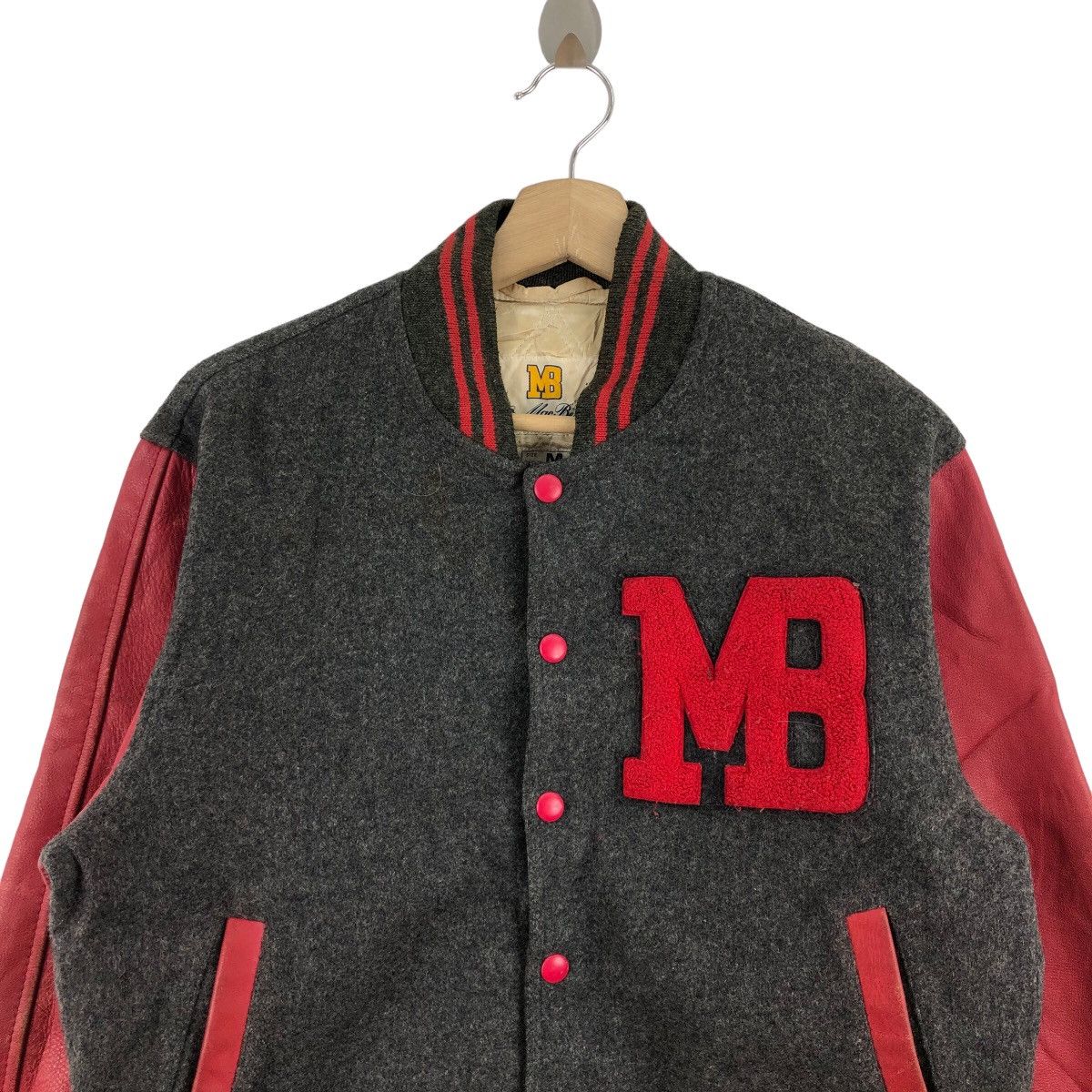 Macbeth × Vintage Vintage 90s MAC BETH Varsity Jacket Wool Leather Sleeve Size US M / EU 48-50 / 2 - 2 Thumbnail