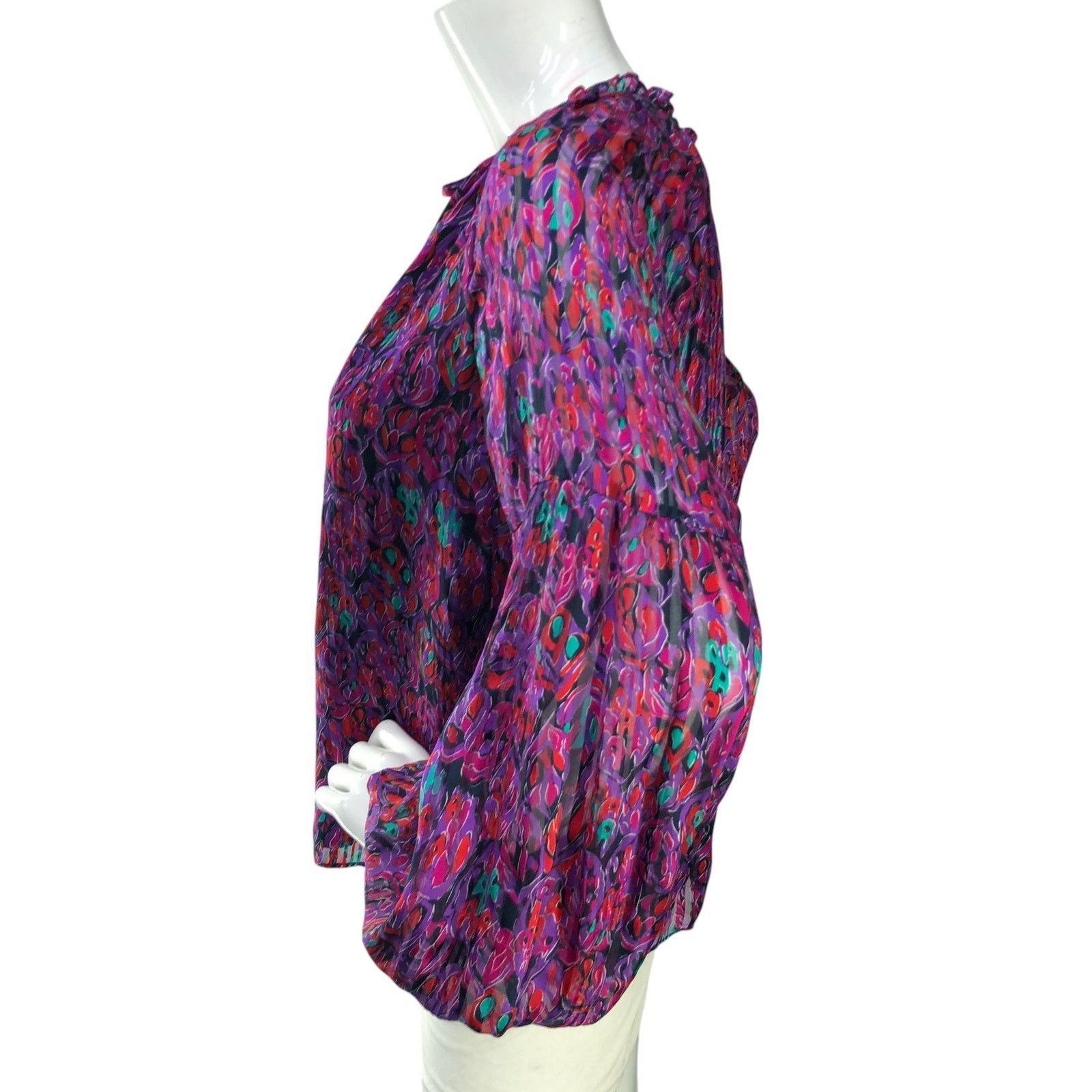 Ramy Brook Ramy Brook Sz S Top Luanne Leaf Stripe Print Ruffled Keyhole Size S / US 4 / IT 40 - 5 Thumbnail