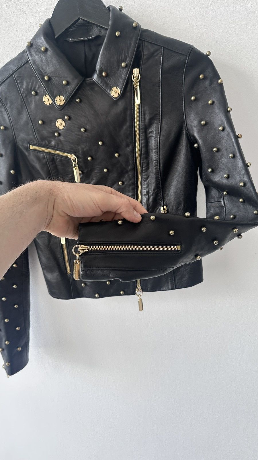 Thomas Wylde Thomas Wylde Studded Leather Biker Jacket Black Lambskin Size XS / US 0-2 / IT 36-38 - 8 Thumbnail