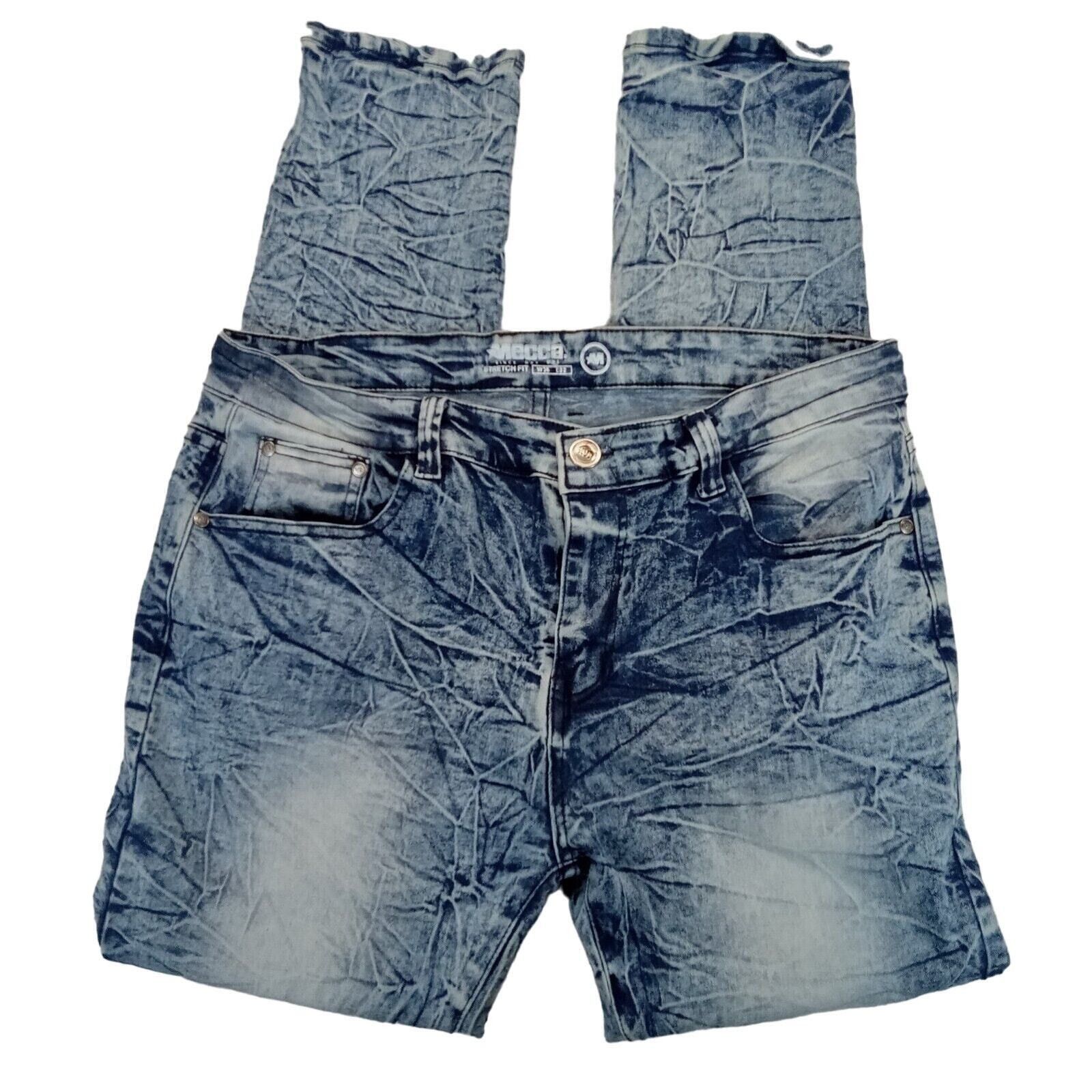Mecca Mecca Jeans 36 X 32 Mens Stretch Fit Acid Biker Denim Grunge Size US 36 / EU 52 - 3 Thumbnail