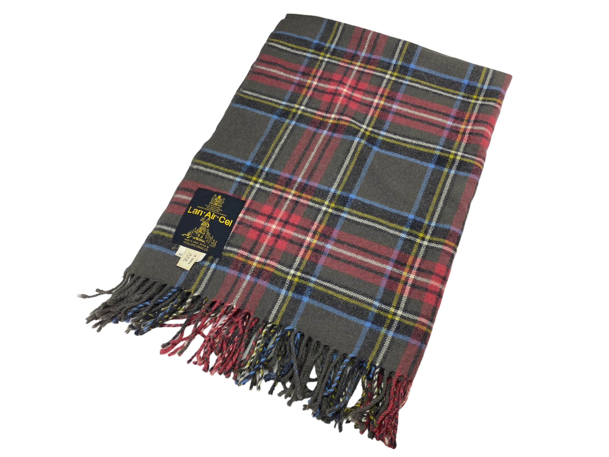 Vintage Vintage Lan Air Cel Wool Tartan Scarf Made in England Size ONE SIZE - 3 Thumbnail