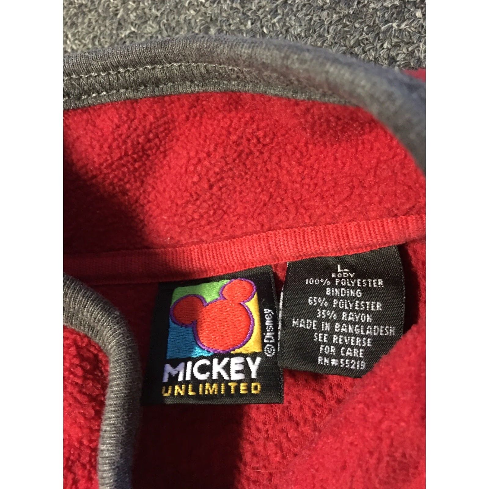 Disney VINTAGE 90s Mickey Mouse 1/4 Zip Fleece Jacket L Red Disney Men Shirt Jacket Mens Carded Theme Park Disneyland USA Size US L / EU 52-54 / 3 - 5 Thumbnail