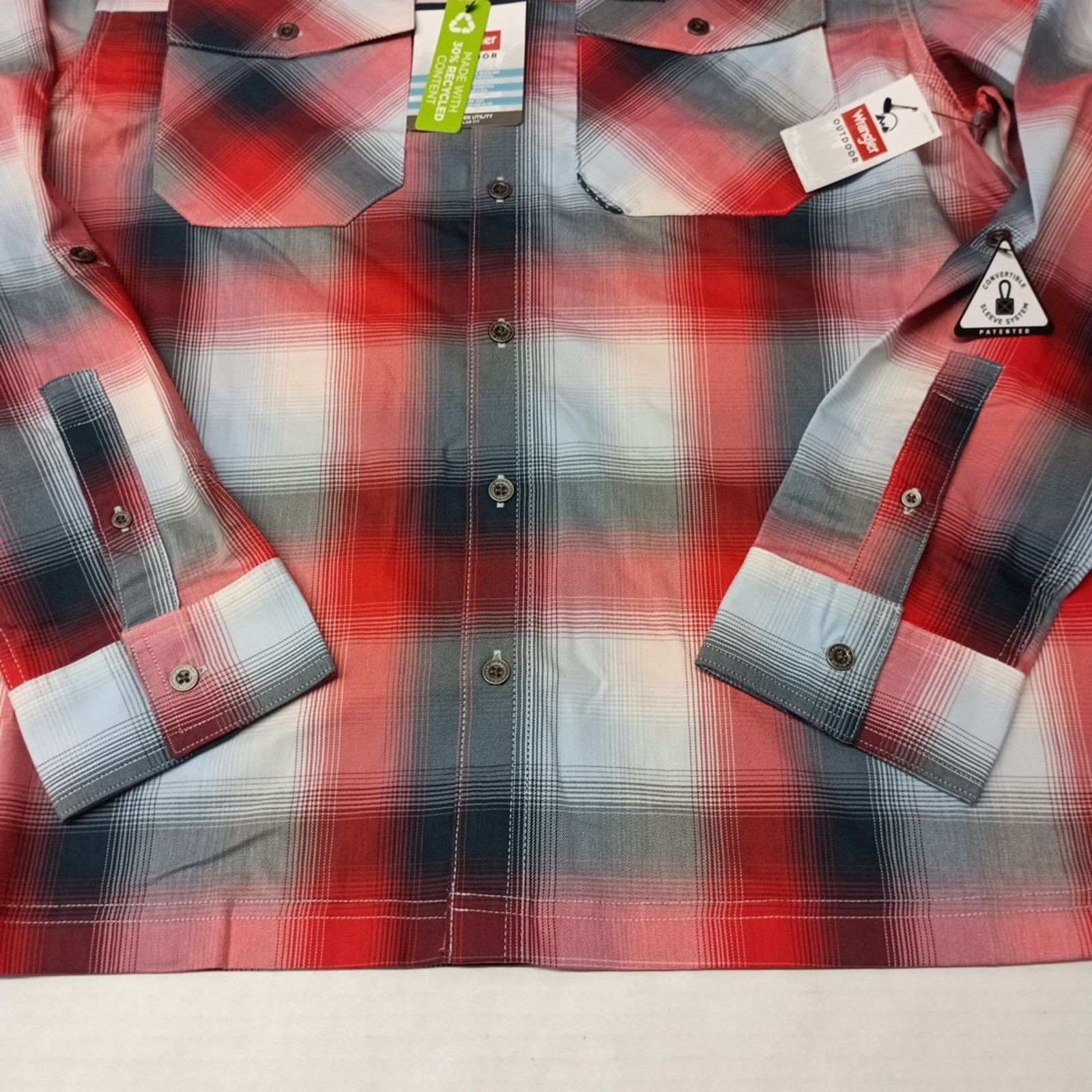 Wrangler Wrangler Shirt Men's L Red Plaid Convertible Sleeves Shirt Size US L / EU 52-54 / 3 - 2 Thumbnail