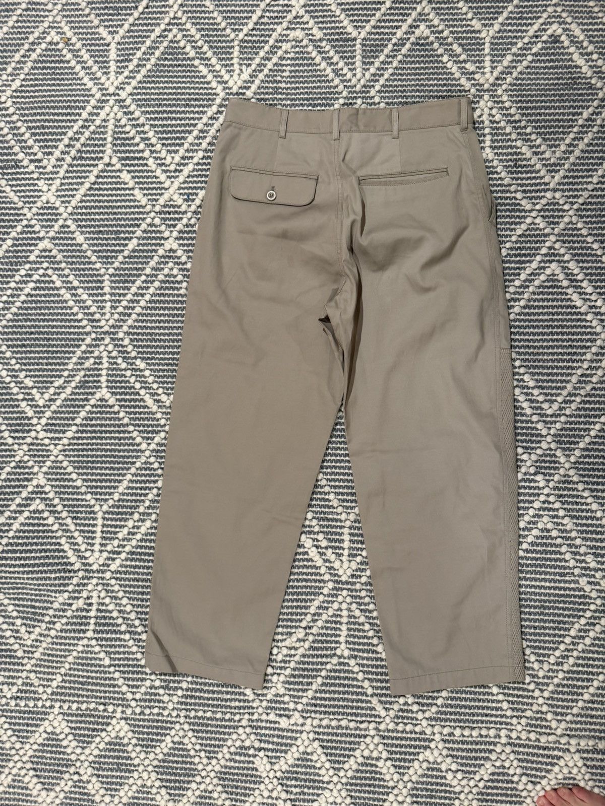 4SDESIGNS Perforated leather panel pants double knee tan beig chino Size US 32 / EU 48 - 2 Thumbnail