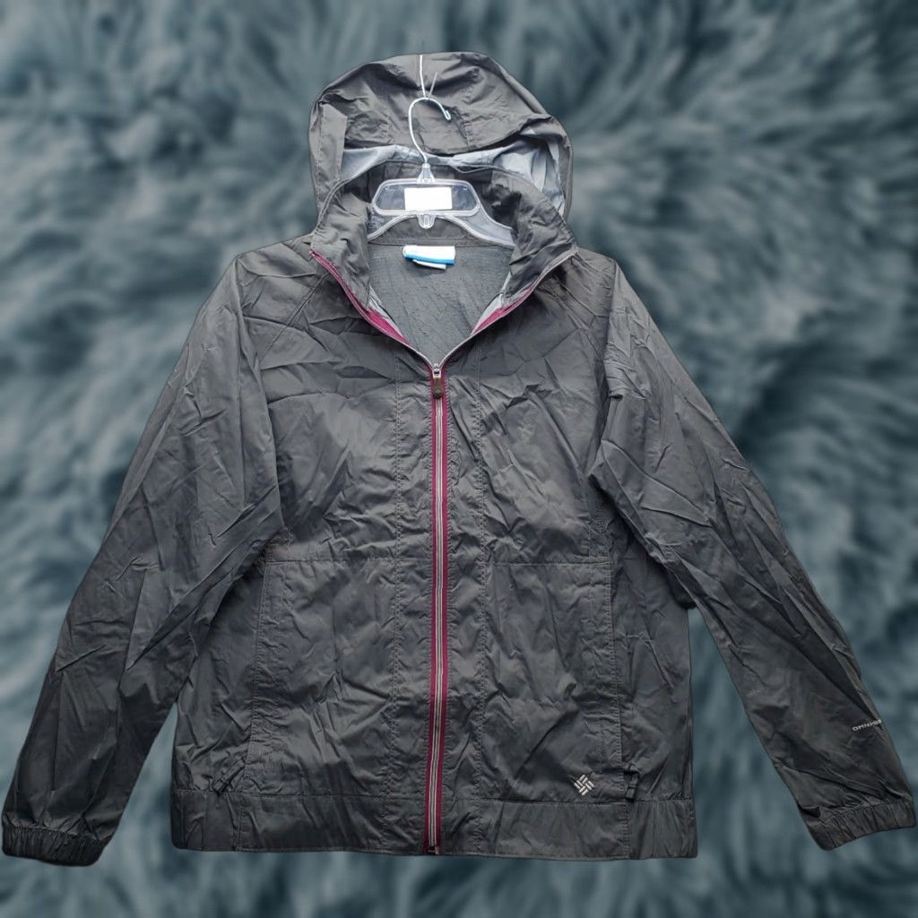 Rains Columbia Omni-Shade Rain Windbreaker Jacket Womens Medium Gray Hooded Full Zip Shirt Size M / US 6-8 / IT 42-44 - 1 Thumbnail