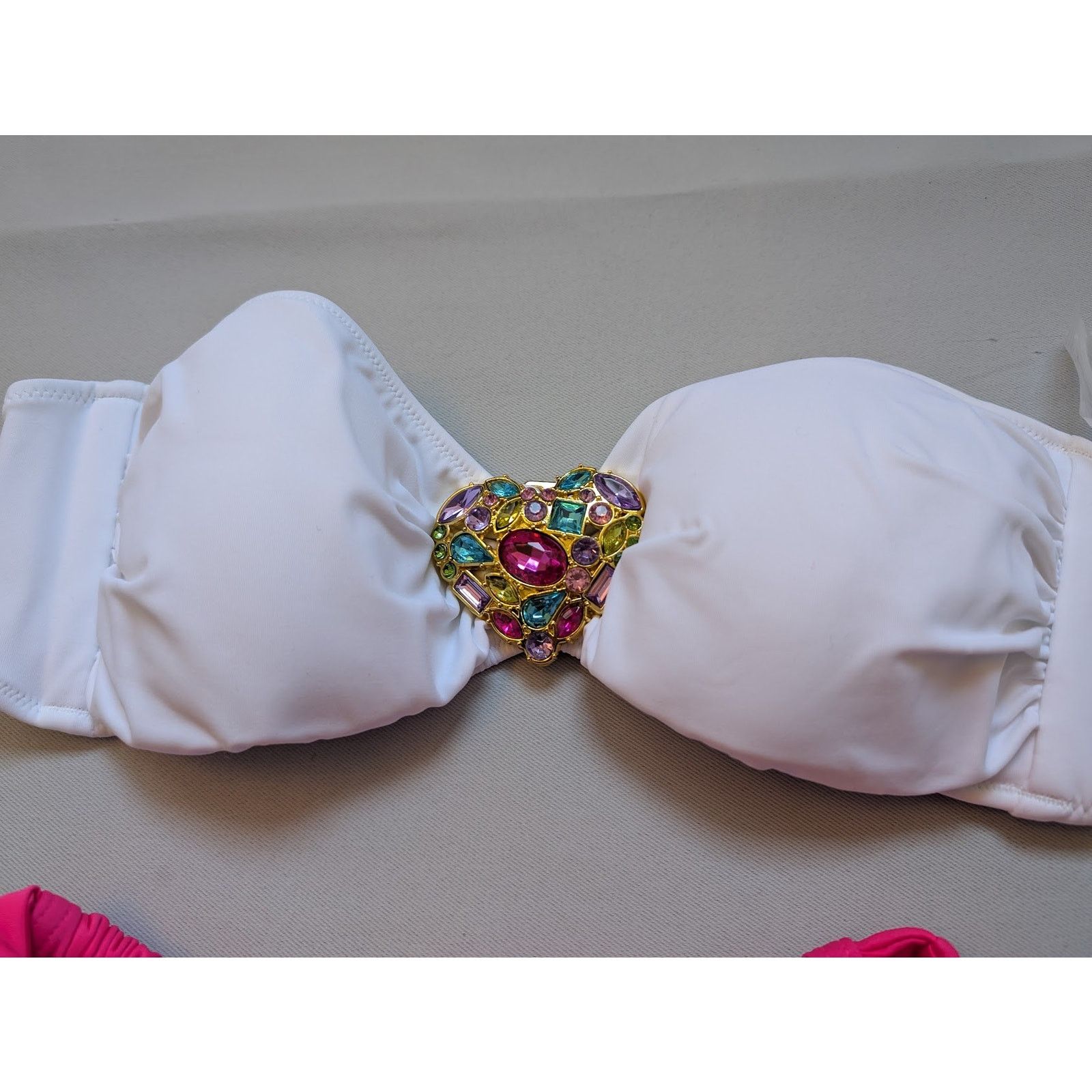 Victoria's Secret NWT Victoria’s Secret White Jeweled Bandeau Hot Pink Size M Size M / US 6-8 / IT 42-44 - 2 Thumbnail