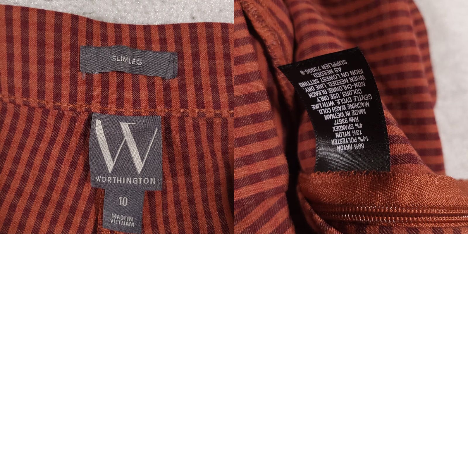 Worthington Worthington Pant Slacks Trouser Capri Women's 10 Orange Checked Slim Leg Cropped Size 32" / US 10 / IT 46 - 9 Thumbnail