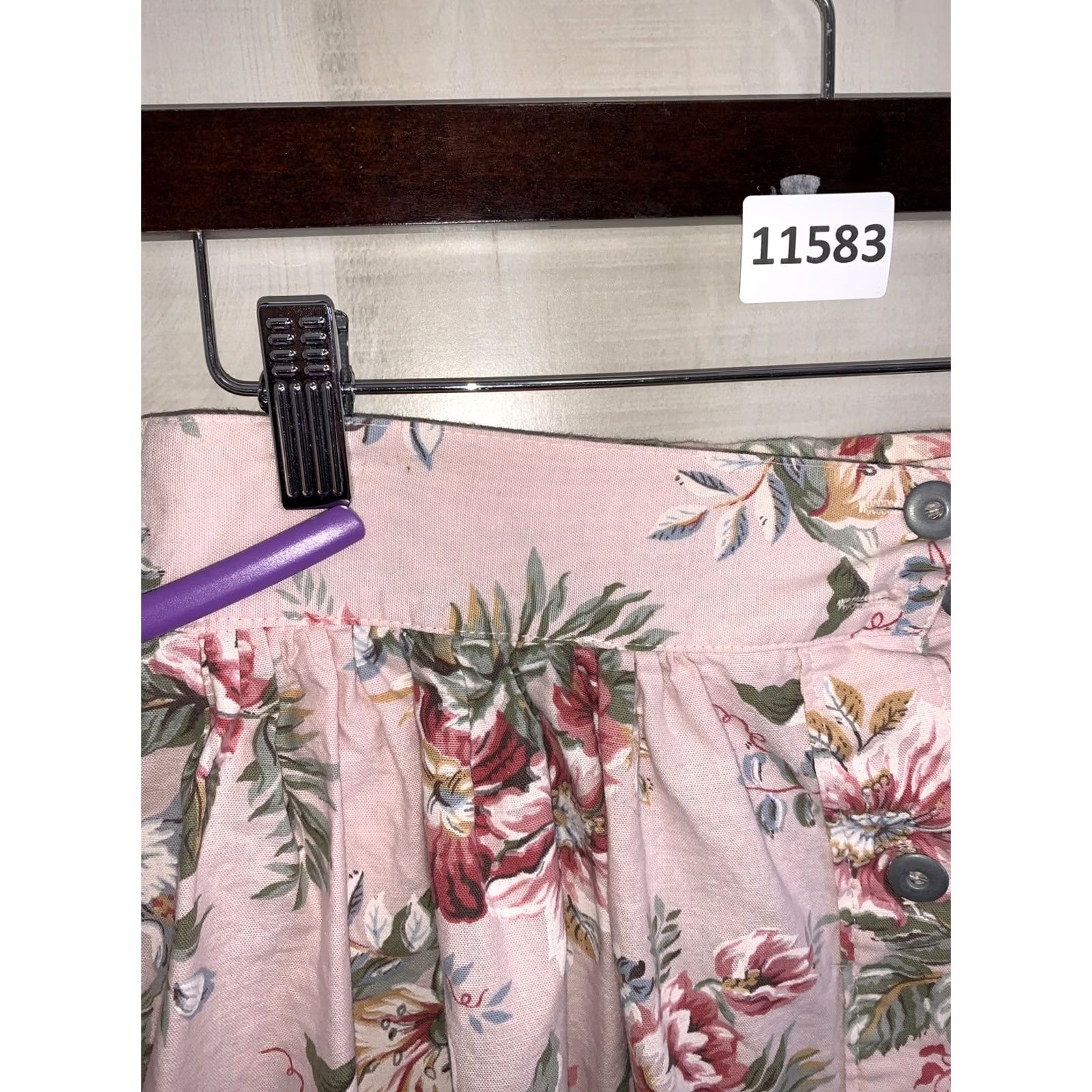 Jantzen VINTAGE JANTZEN Skirt Floral Pleated Button Front 12P Pink Womens Long 90s American Boyfriend Women Size 34" / US 12 / IT 48 - 4 Thumbnail