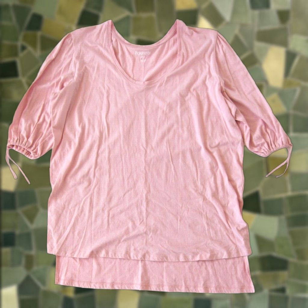 Vintage Roaman's 100% Cotton Pink 3/4 Sleeve Scoop Neck T-Shirt Tunic Blouse Large Women Size XXL / US 16-18 / IT 52-54 - 1 Thumbnail