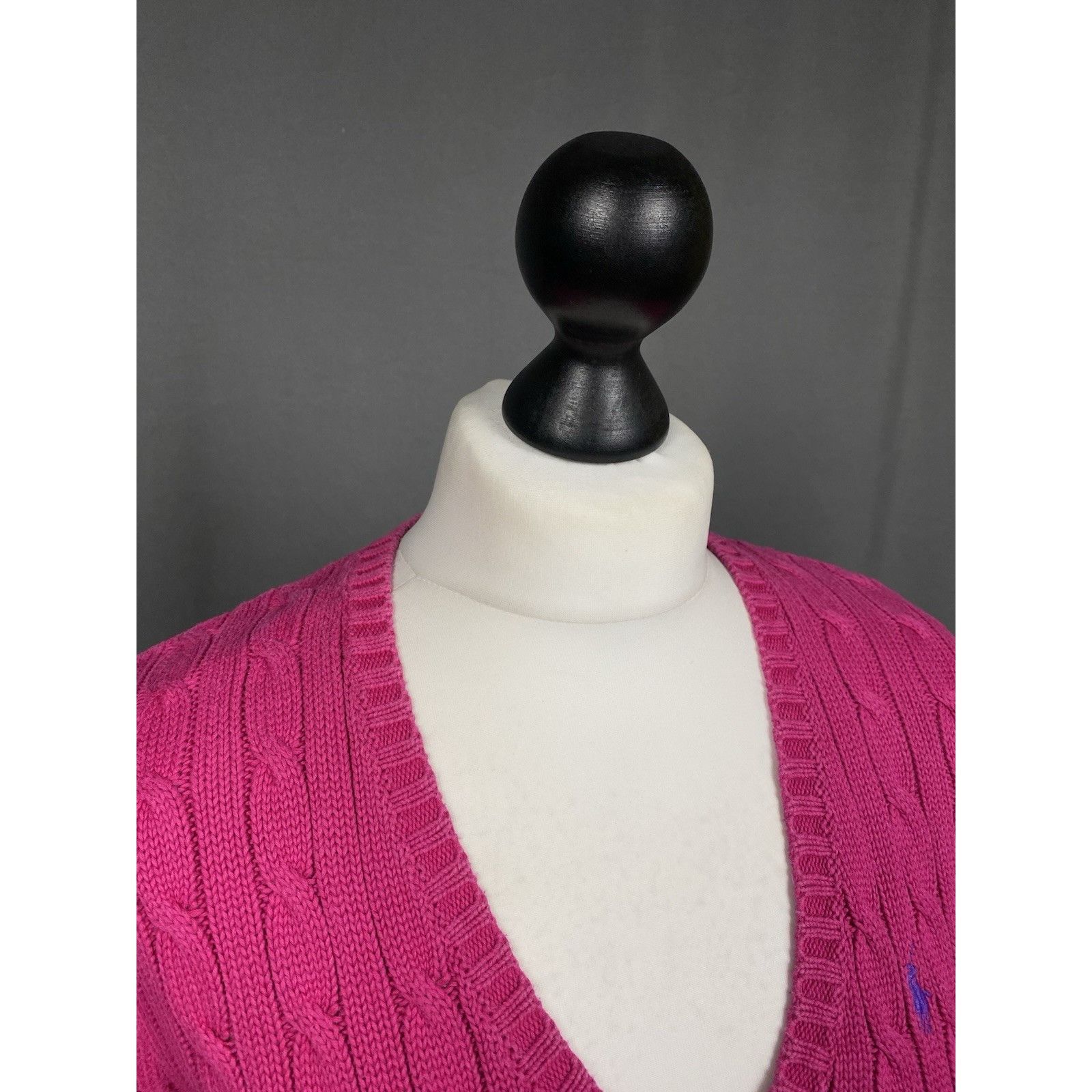 Ralph Lauren Sport Ralph Lauren Small Logo Women's Pink Cable Knitted V-Neck Sw Size M / US 6-8 / IT 42-44 - 6 Thumbnail