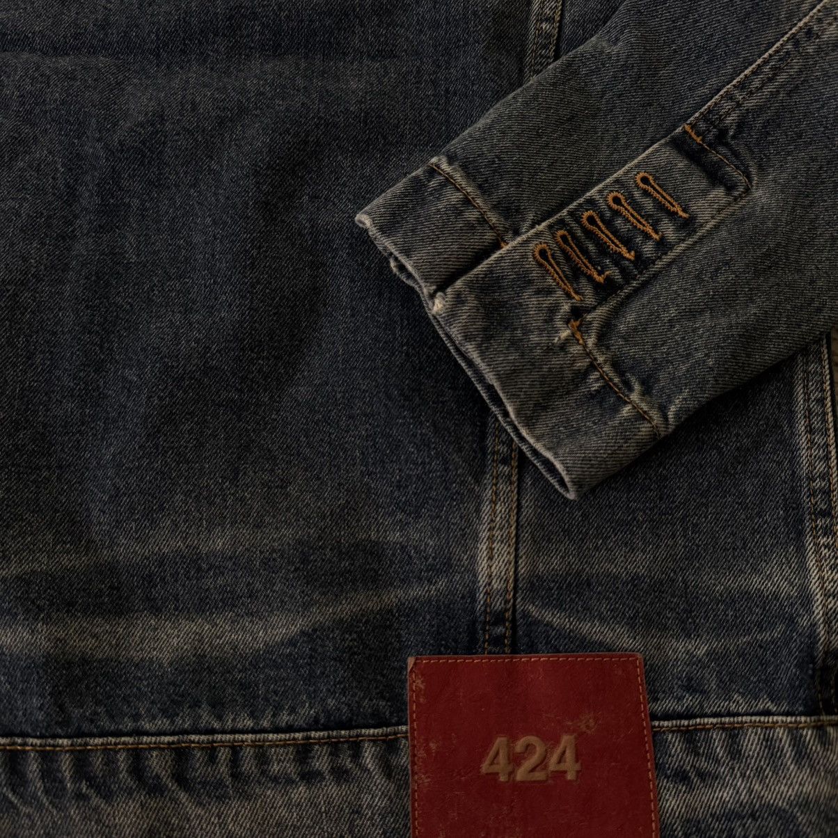 424 424 Collection Indigo Pleated Detail Trucker Denim Jacket Size US S / EU 44-46 / 1 - 8 Thumbnail