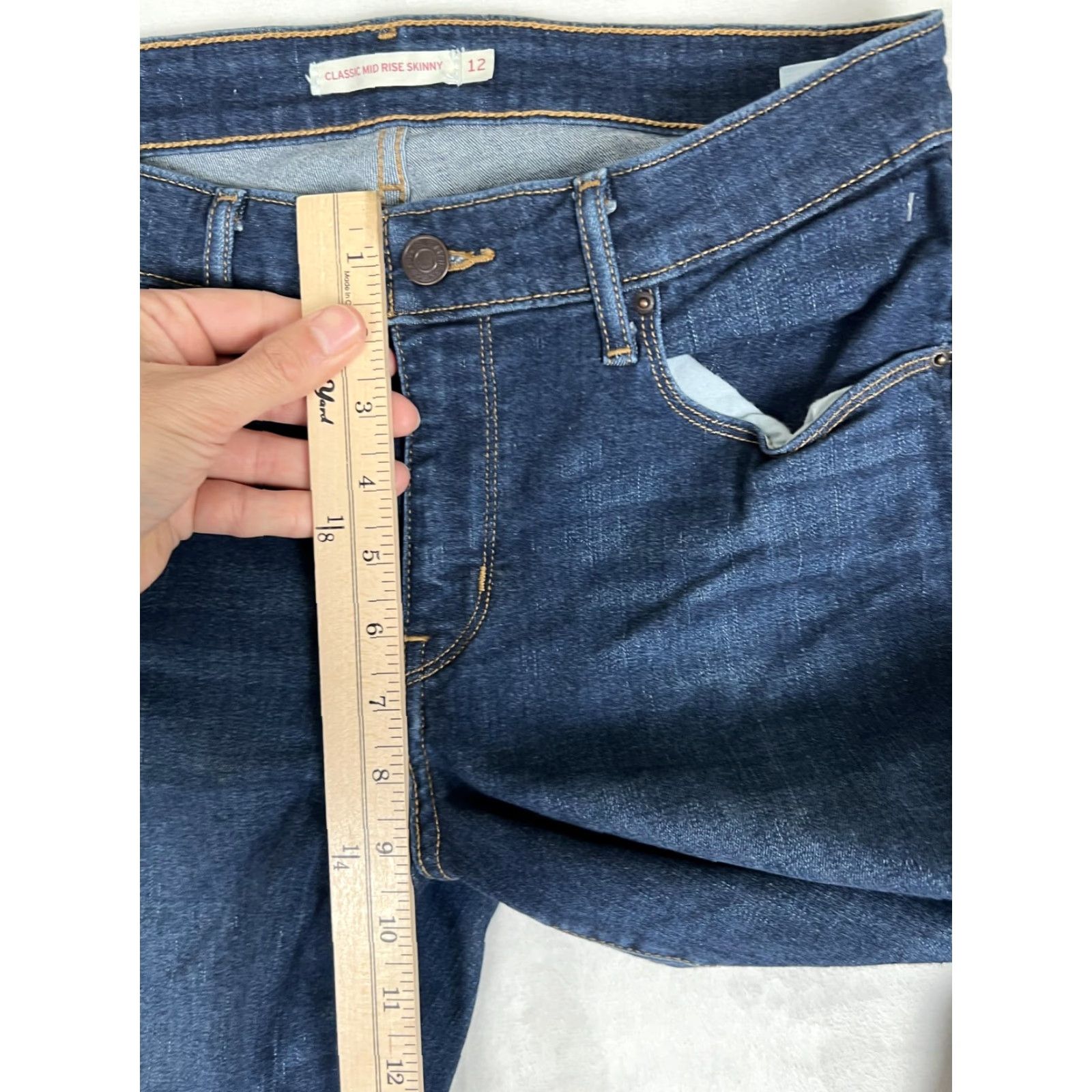 Levi's Levi's Jeans Womens 12 Blue Classic Mid Rise Skinny Ankle Raw Hem Stretch Denim Size 34" / US 12 / IT 48 - 4 Thumbnail