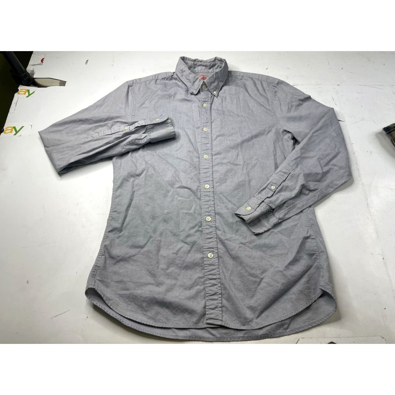 Vintage VINTAGE J. Press Dress Shirt Men L Blue Oxford Cotton Button Down Regular Collar-Down Barrel Cuff Shirt Size 42R - 8 Thumbnail