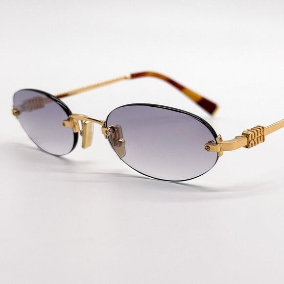 Miu Miu NEW MIU MIU SUNGLASSES MUA54S 5AK04O OVAL GOLD WOMEN SUNGLAS Size ONE SIZE - 6 Thumbnail